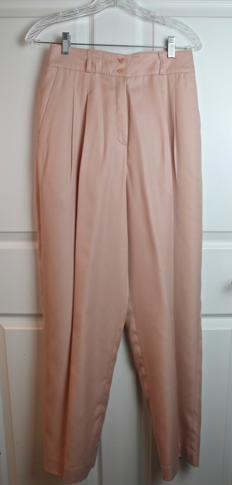 VTG 80s Liz Claiborne Collection Pink Twill Suit Set Jacket Pant Leather Belt 6