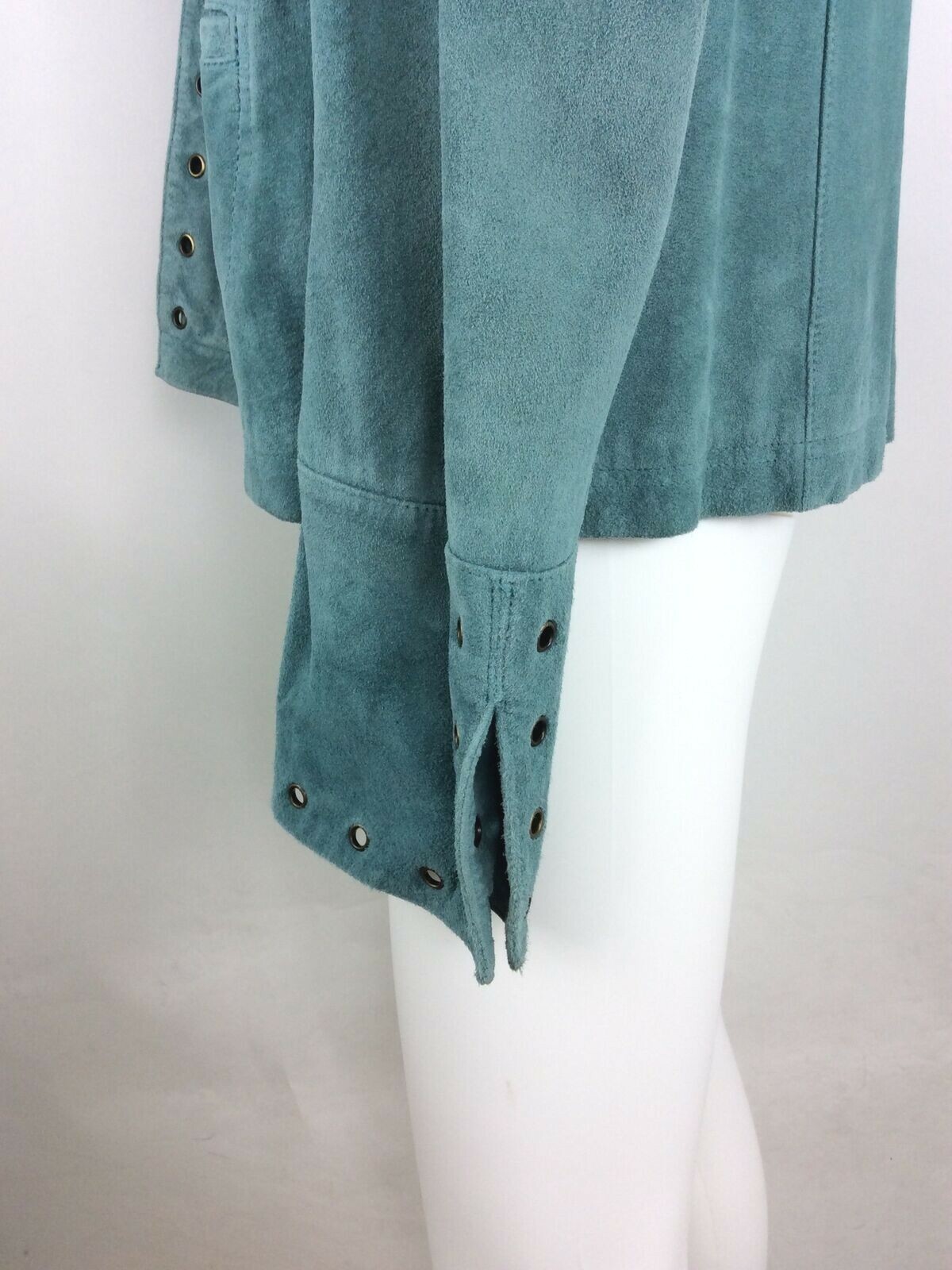 Sharon Young Vintage Women Leather Jacket Blue Large (42)