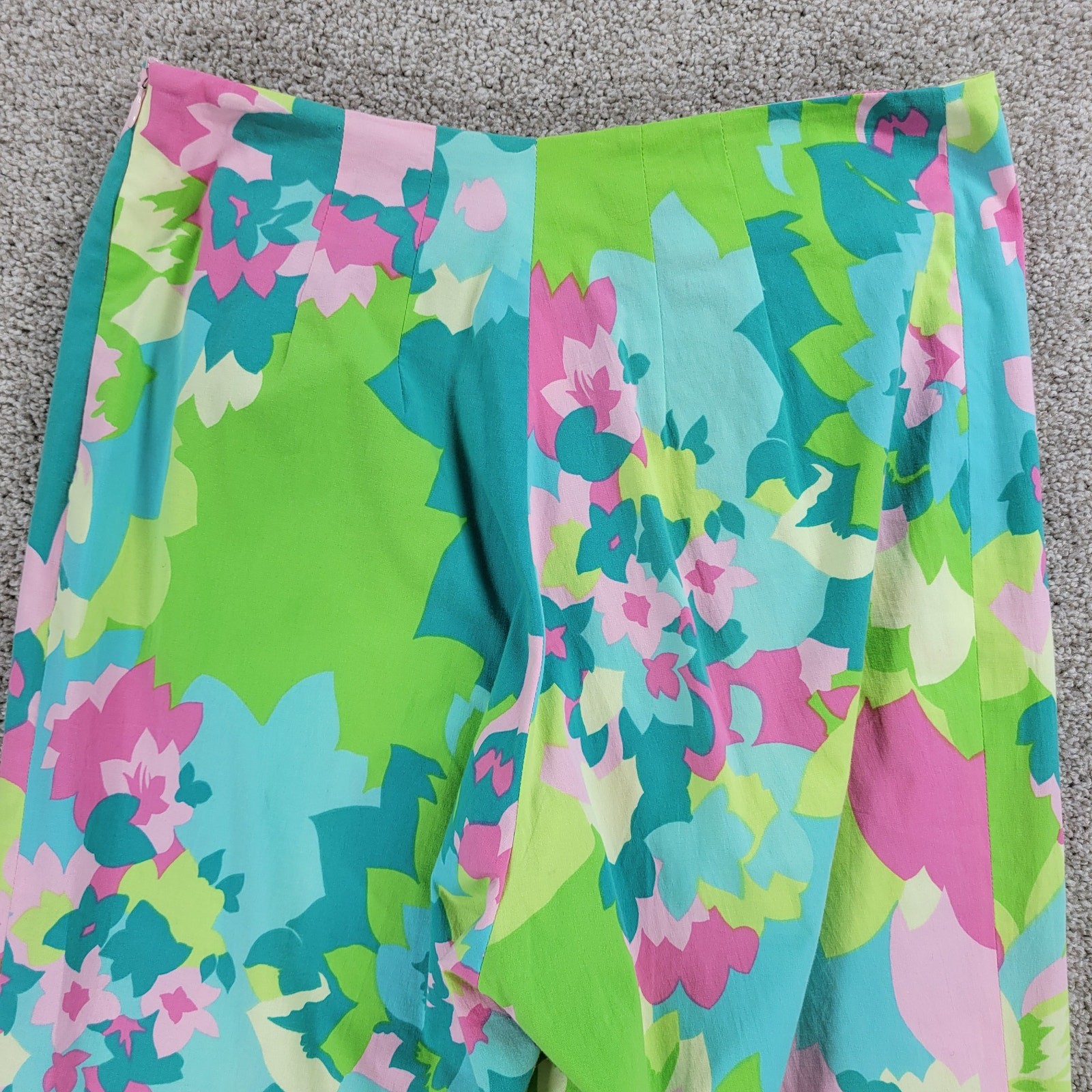 VTG &Trousers Capri Womens 6 Pink Green Floral Preppy Coastal Resort Wear