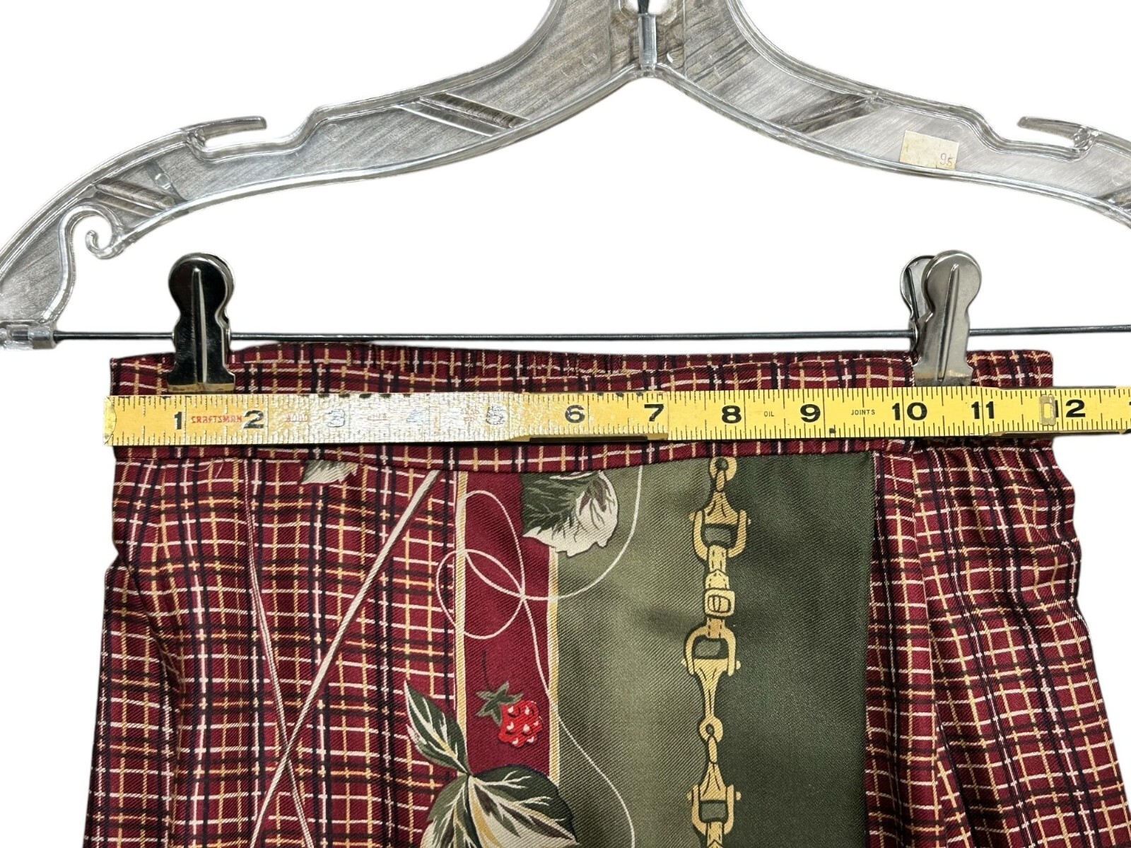 VTG David Brooks Womens Size 4 Plaid Skirt & Vest Set W Floral Details Wrap Zip