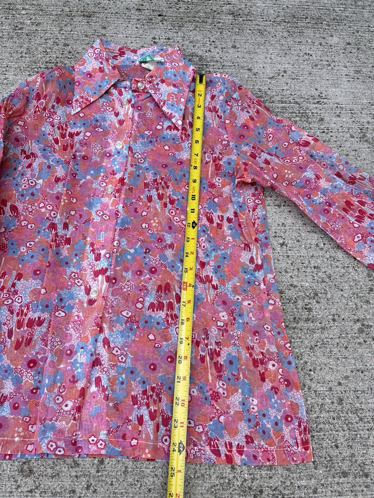 Vintage 70’s Fairfield Brookvalley Floral Button Up Blouse Shirt Size 14