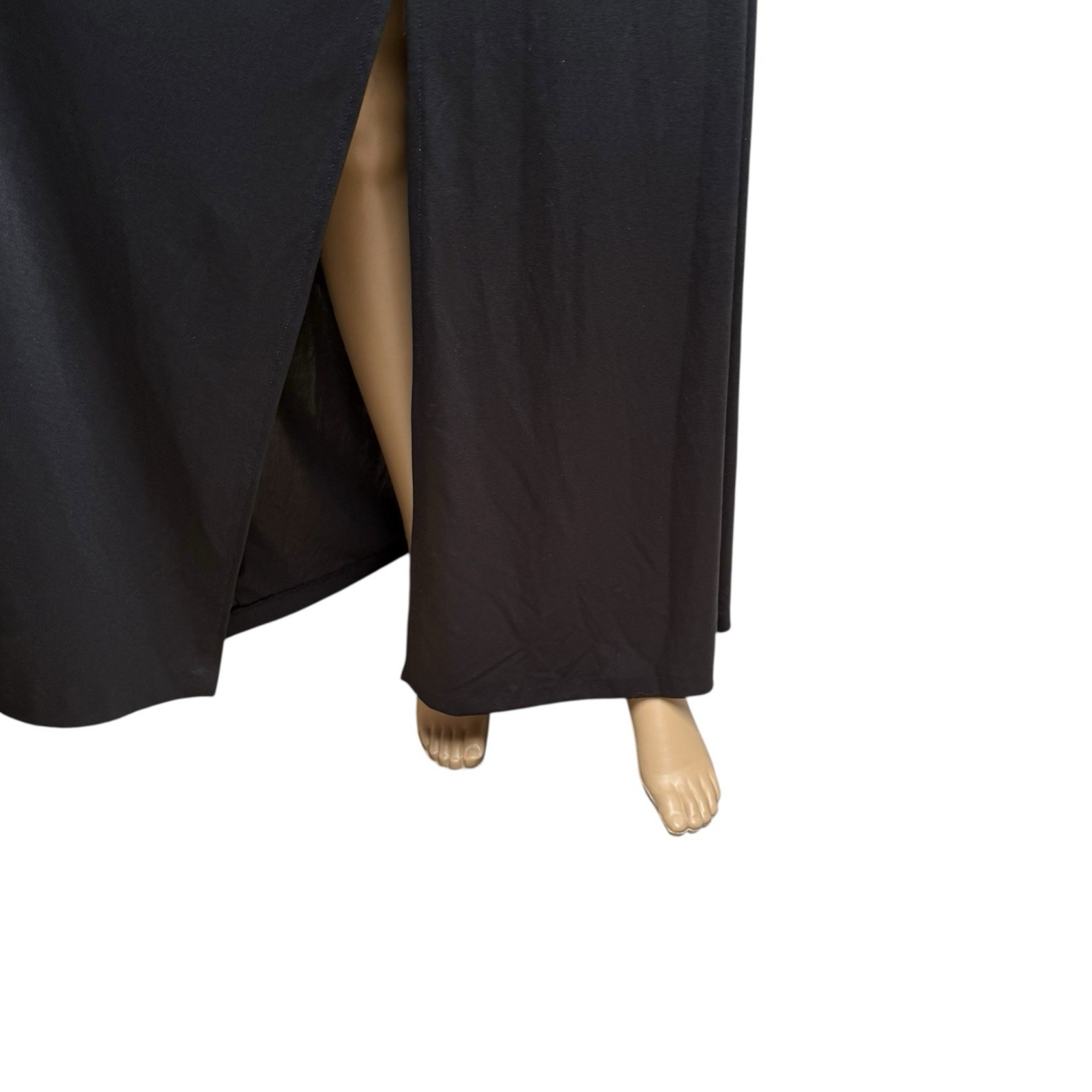70s Joy Stevens California Halter Dress Black Stretch Maxi Evening Party