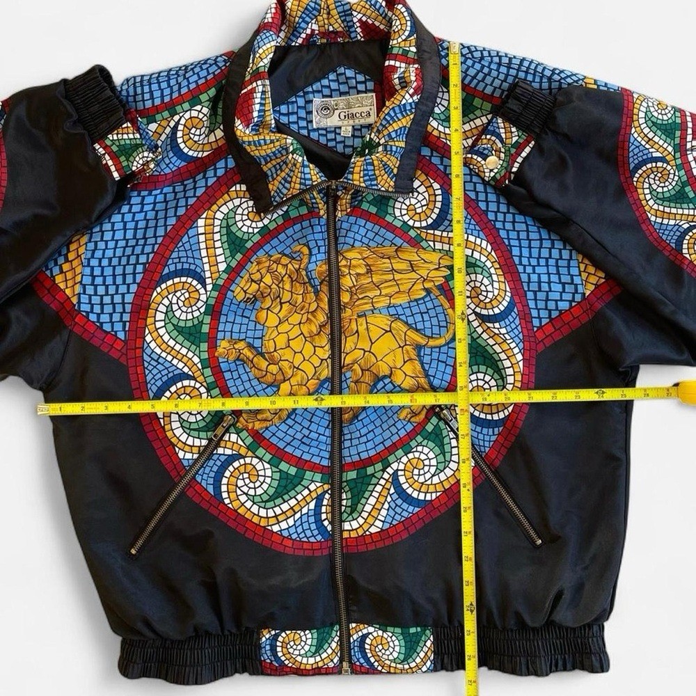 Vintage Giacca Sport Retro Mosaic Griffin Design Zippered Windbreaker Jacket L