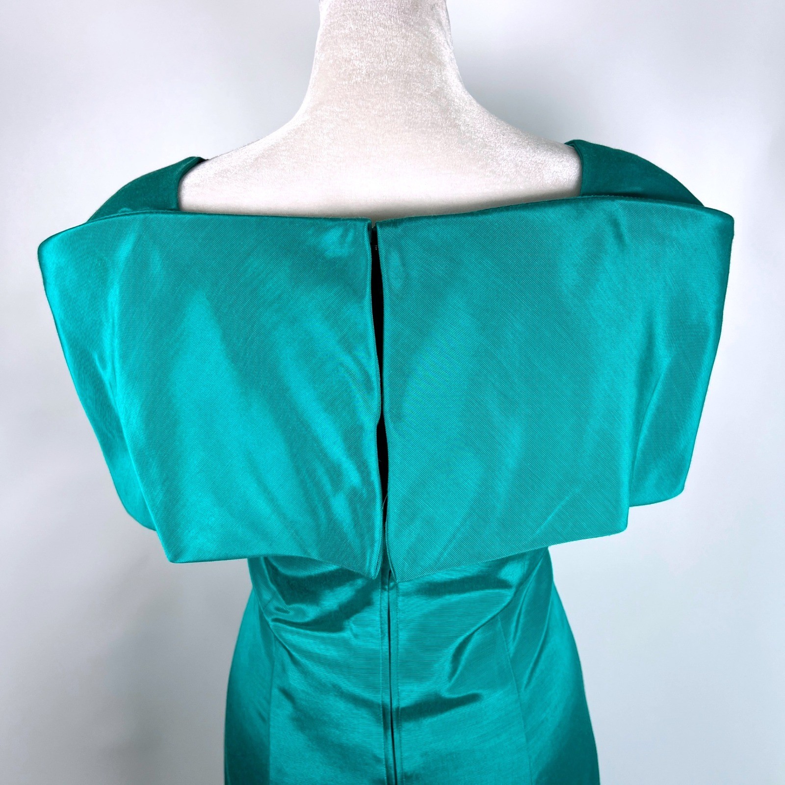 Jessica Howard Vintage Teal Green Bow Rhinestone Cocktail Dress Size 12 80s 90s