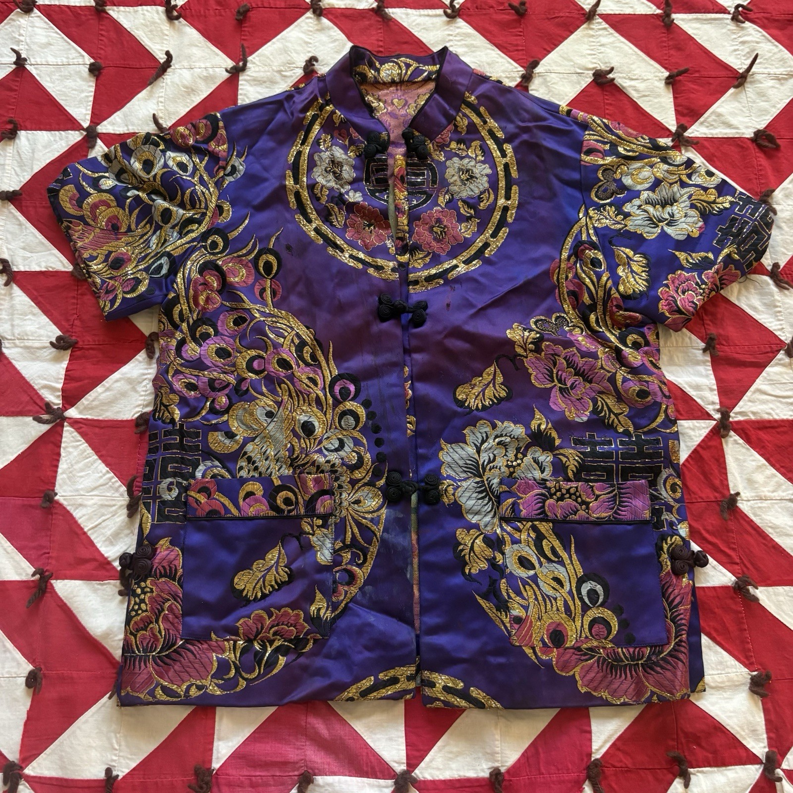 Vintage Purple Souvenir Pajama Top Women’s As Is Worn Flaws READ