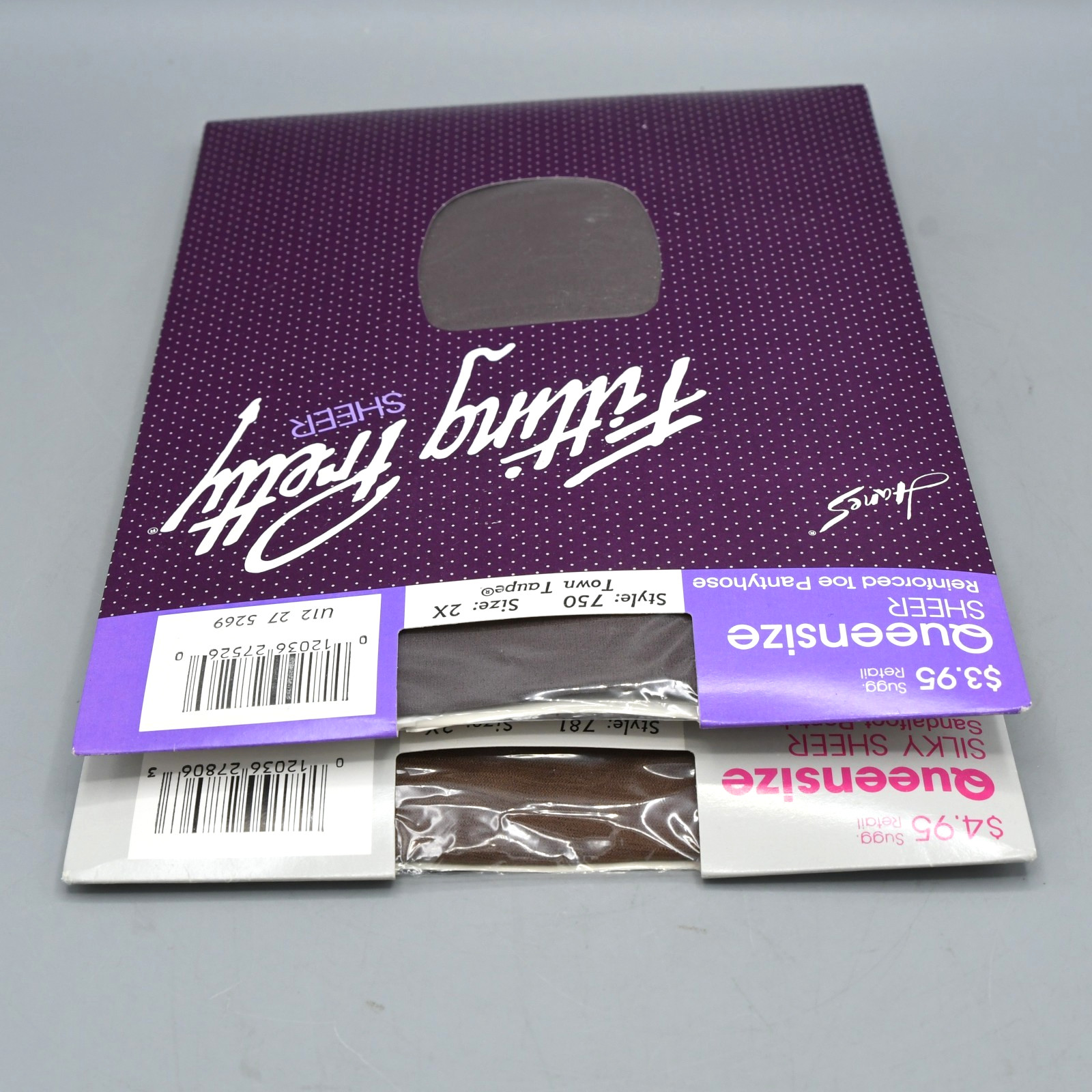 Hanes Fitting Pretty Pantyhose Lot 2 Pairs Vintage QUEEN SIZE 2X Taupe Barely