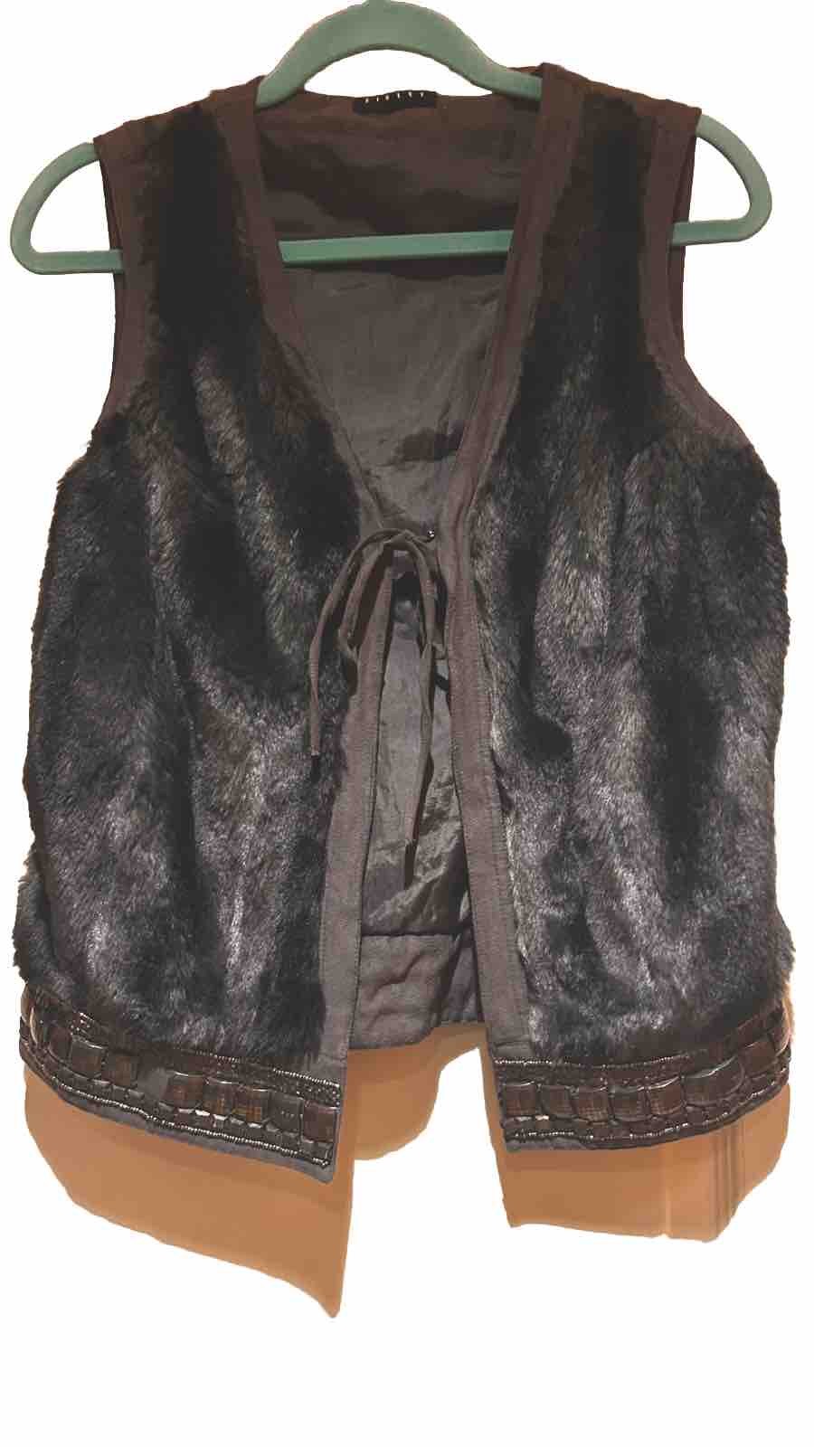 Fall/winter Faux Fur Suede Beaded Vest By Sisley Made In Italy 🇮🇹
