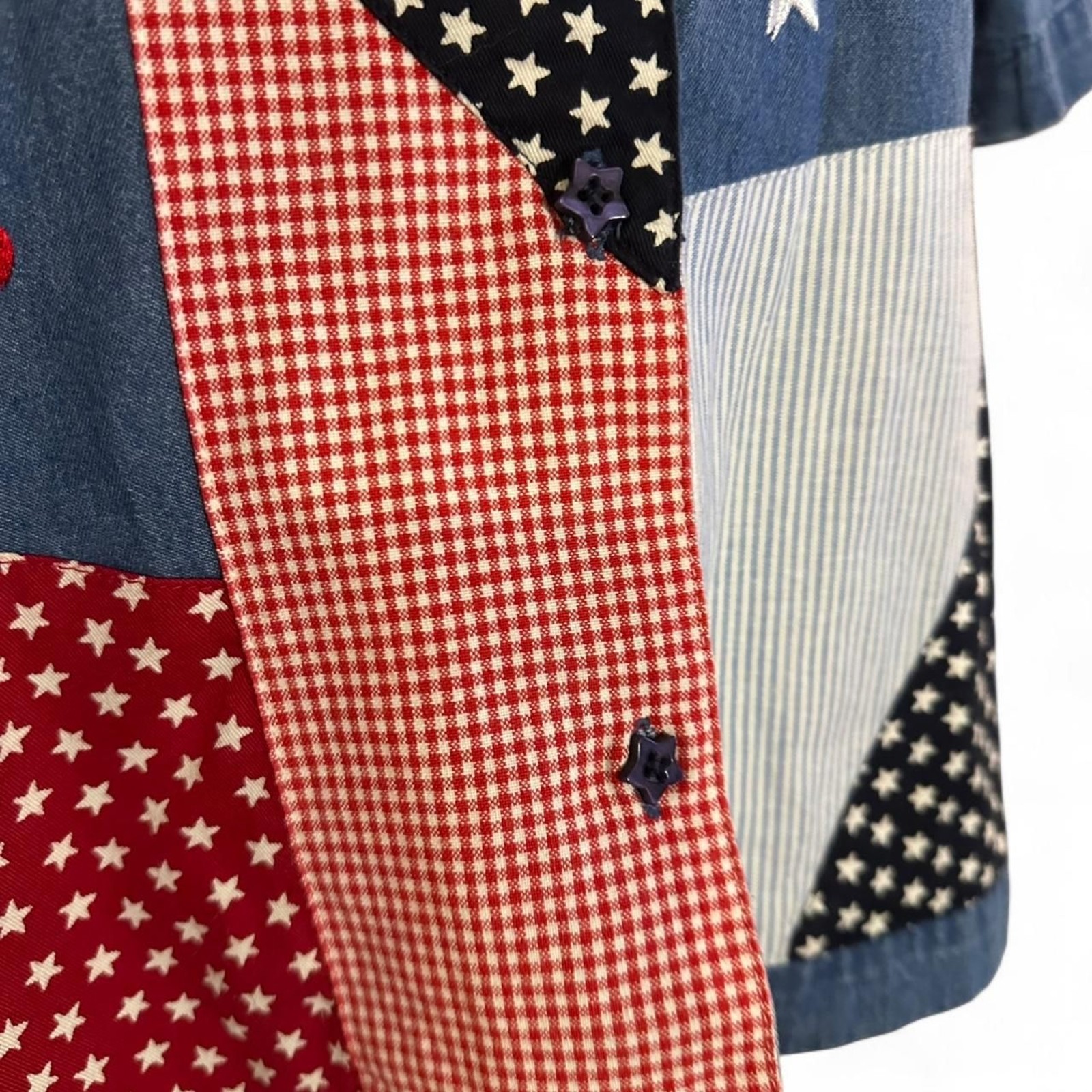Tantrums 90s Cotton Western Americana Patchwork Button-Up