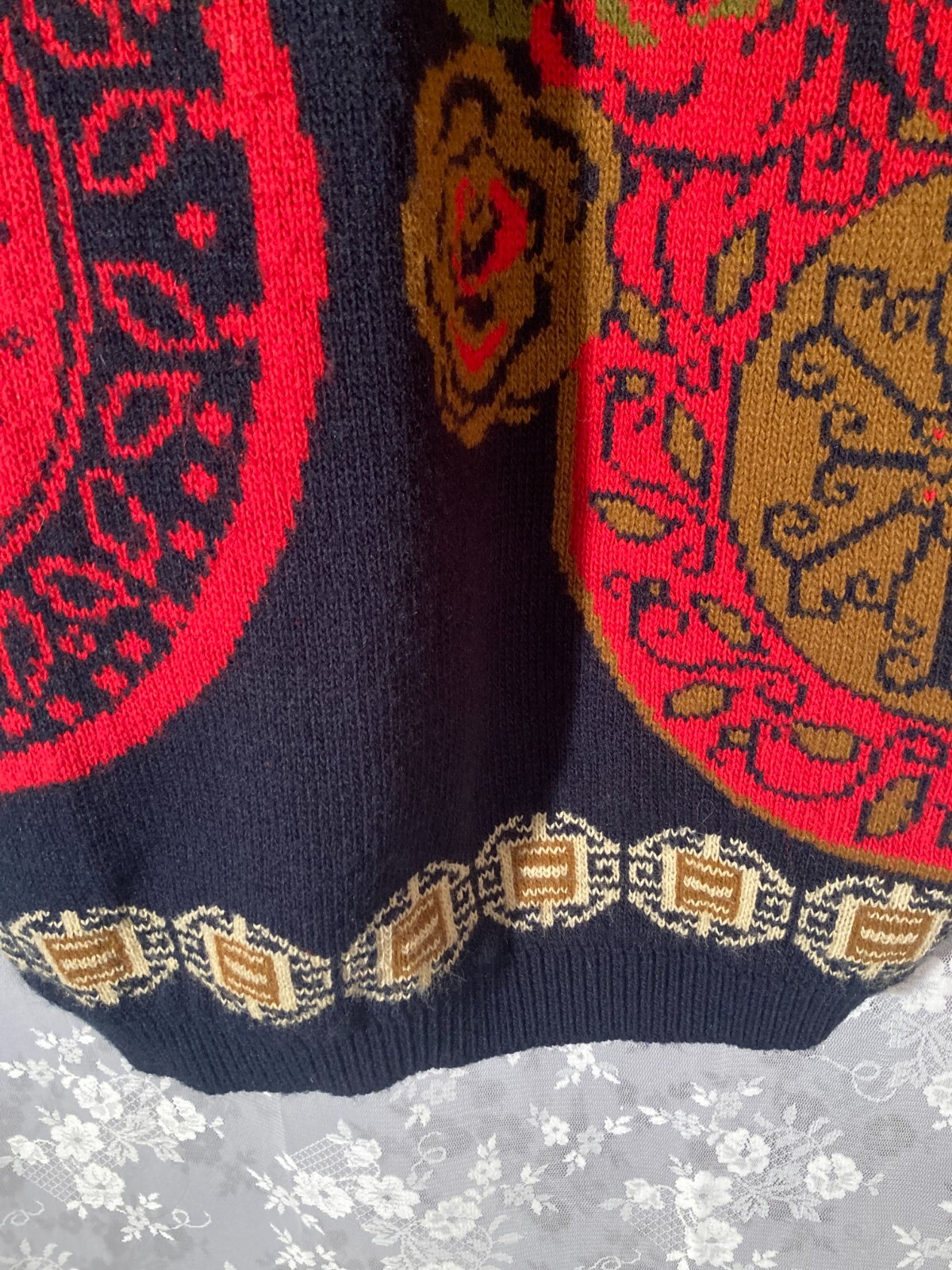 Vintage 80s Floral Sweater Size Large 1980s Retro Whimsigoth Goth Garden Boho