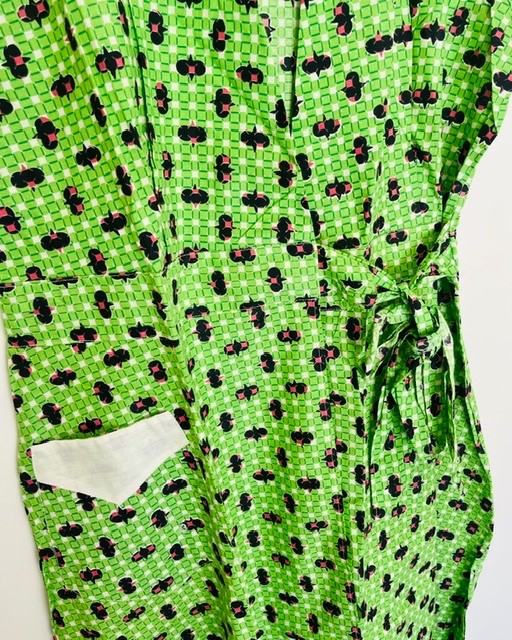 NOS Vtg 30s HOOVERETTE Wrap Brunch Coat House Dress IDEAL DRESS CO Green Sz 20