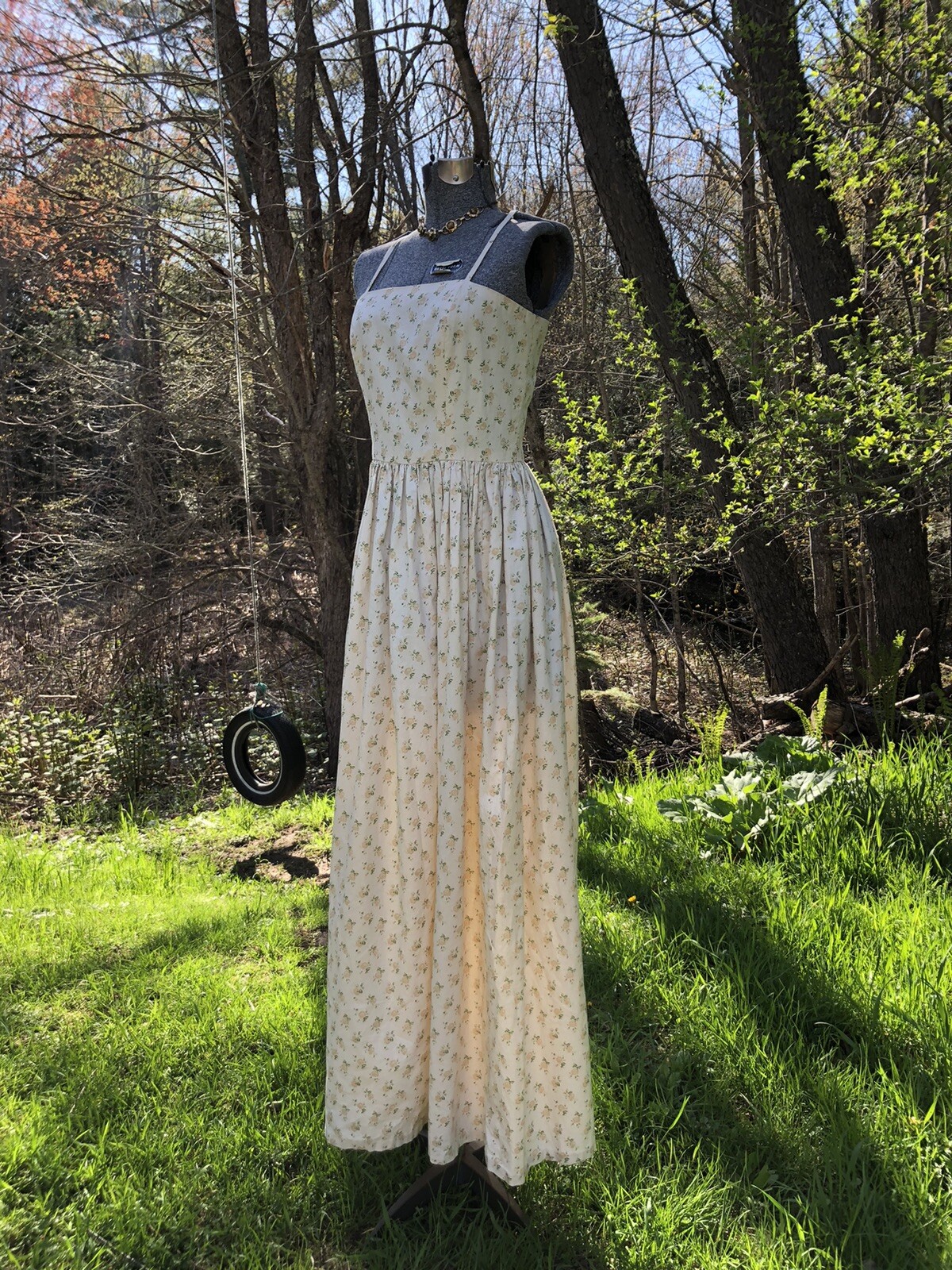 Vintage 1970’s So Sweet Cotton Spaghetti Strap Dress Like Gunne Sax 32-26-60