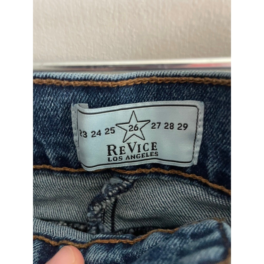 Revice Los Angeles Size 26 High Rise Wide Leg Jeans Contrast Stitch Retro Denim