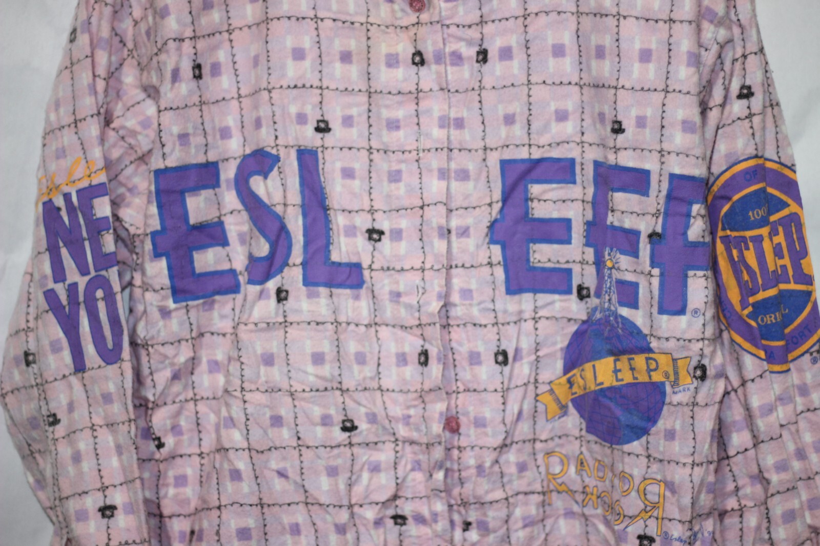 Esleep Long Sleeve Vintage Pink Shirt With Graphic Designs