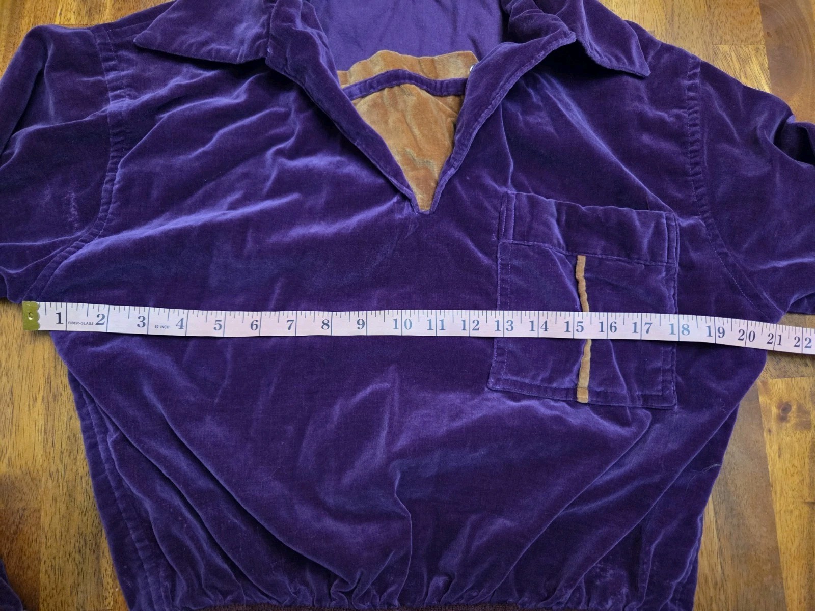 Vintage Velour Collared V-Neck Pullover Sweatshirt, Purple Gold 80s/90s Small