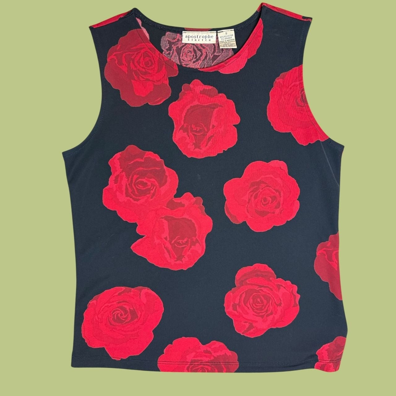 Vintage 90s Rose Print Co-ord Top and Skirt Two-Piece Set