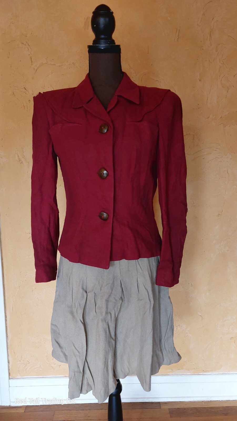 1940s Raspberry Carson Pirie Scott & Co. Jacket Blazer, New Look. SM As Is