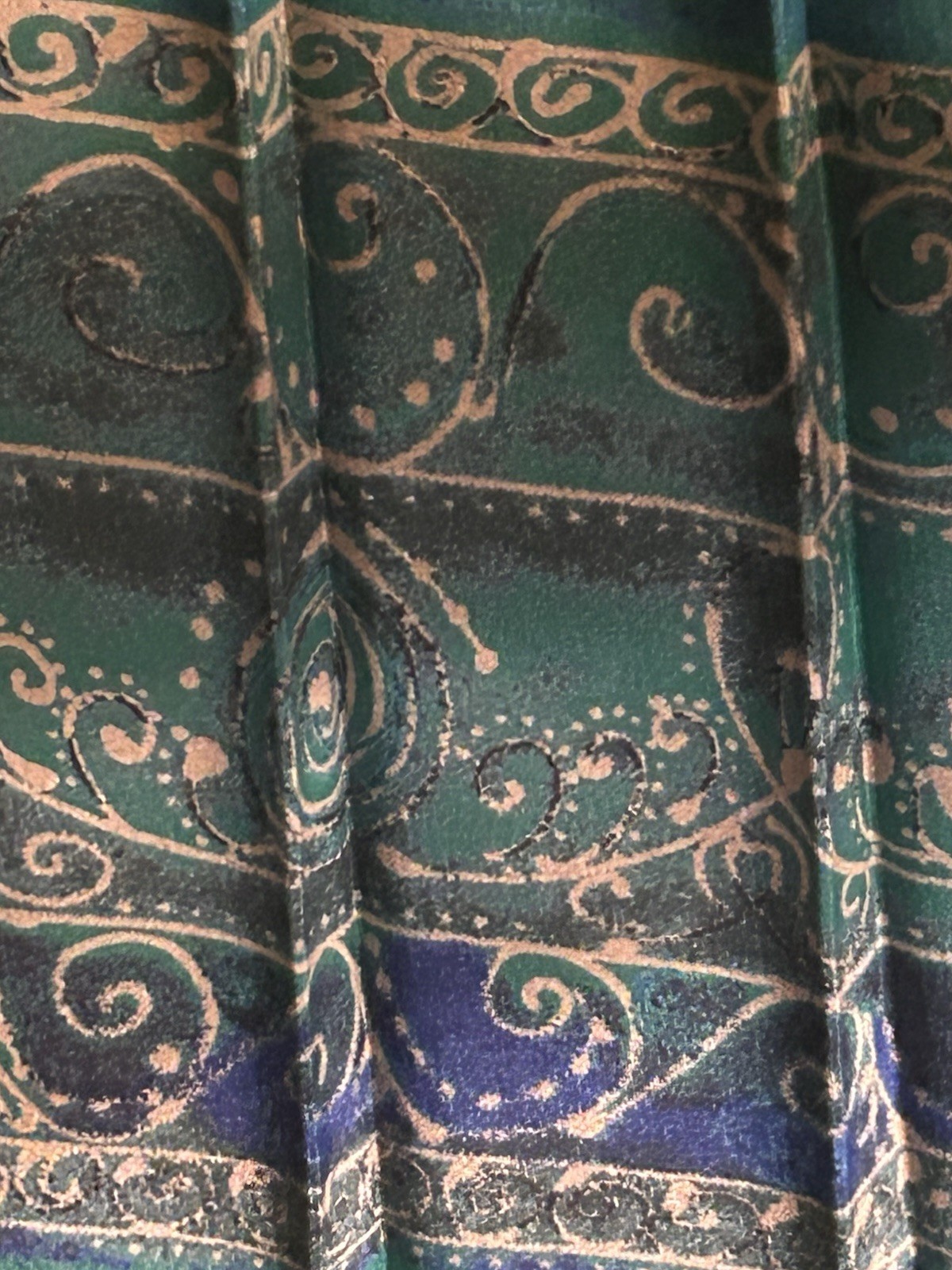 VTG 80s Leslie Fay Secretary Dress Sz 16 Long Sleeve Pleated Midi Green Paisley