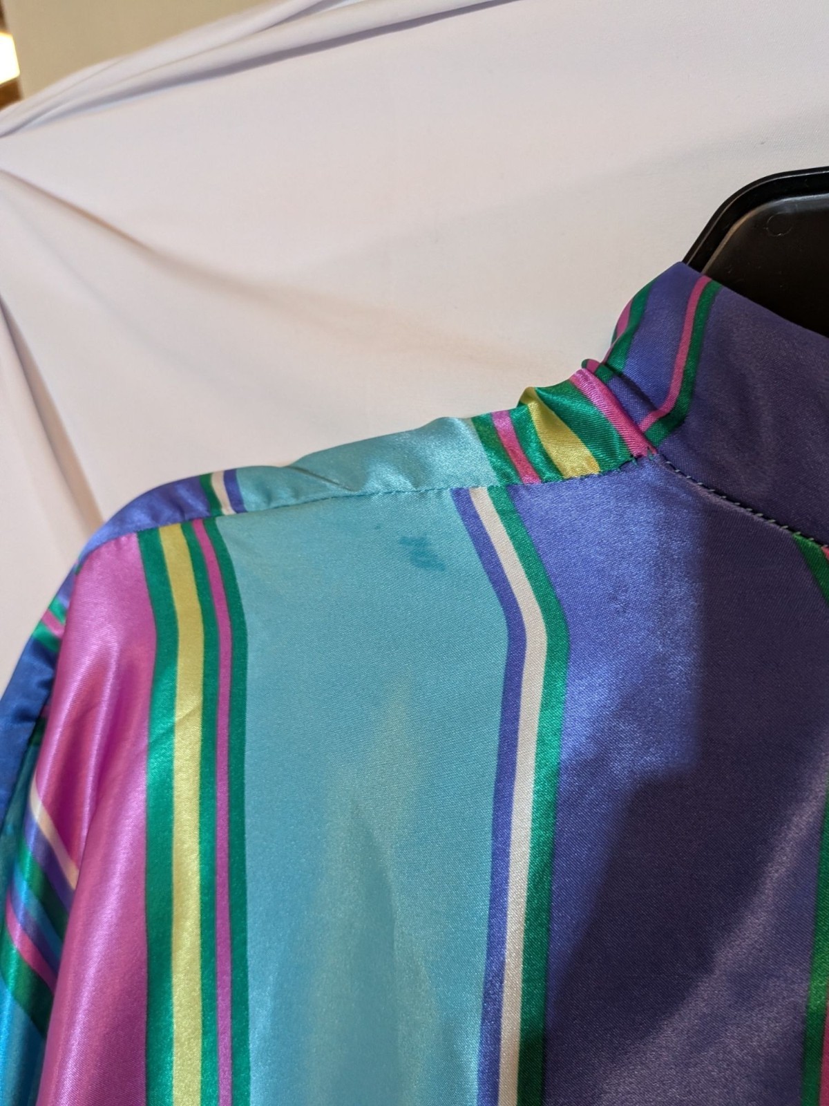 Vintage Copacabana Striped Satin Robe With Belt Multicolor Size S