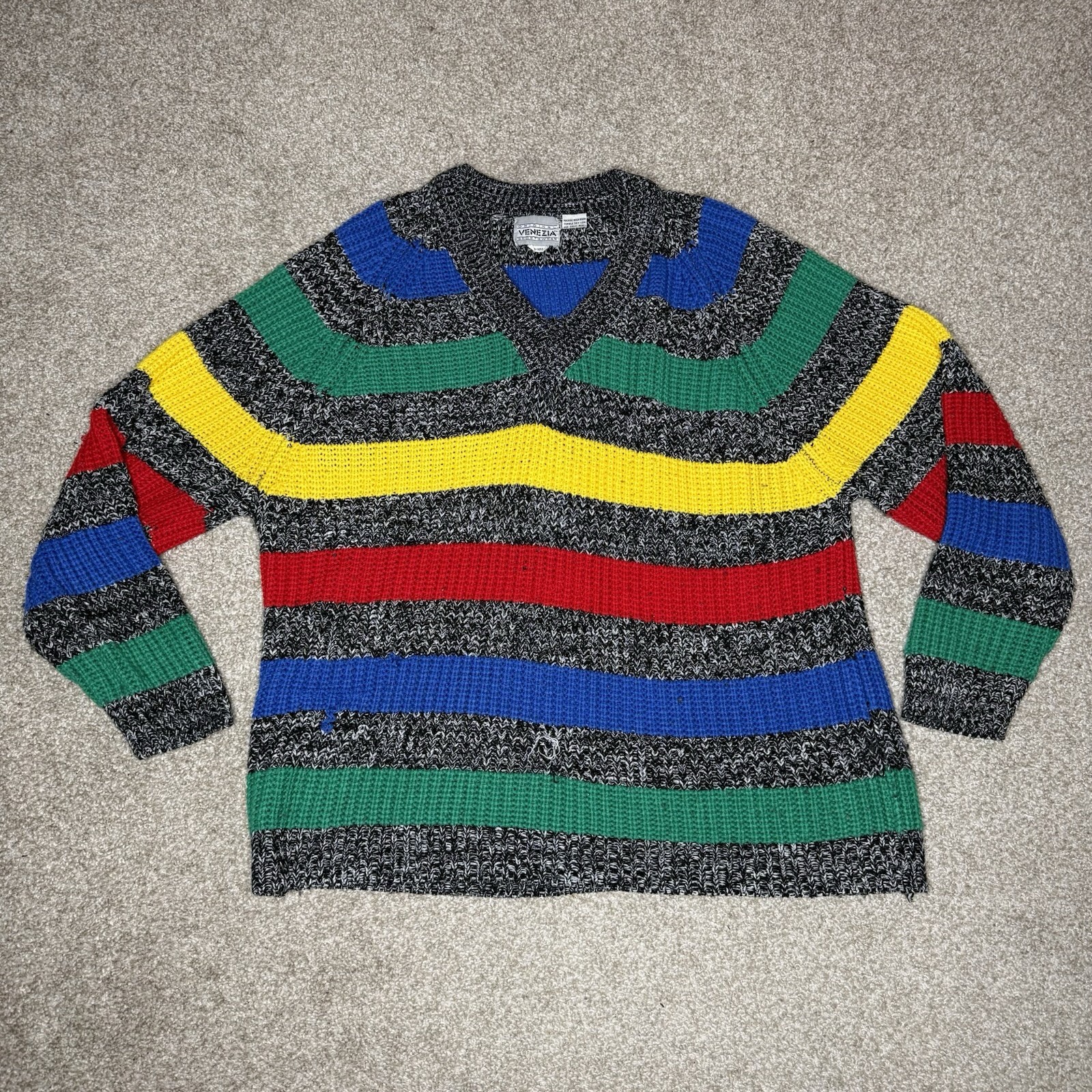 Vintage 80s Original Venezia Sportswear Sweater Women’s Size 46 XLarge Colorful