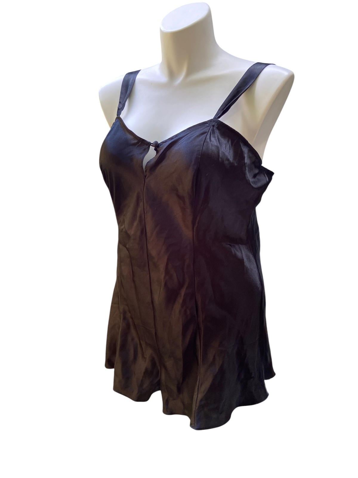Vintage Lingerie Teddy Romper Step In Vanity Fair Playsuit Glossy Black XL Tags
