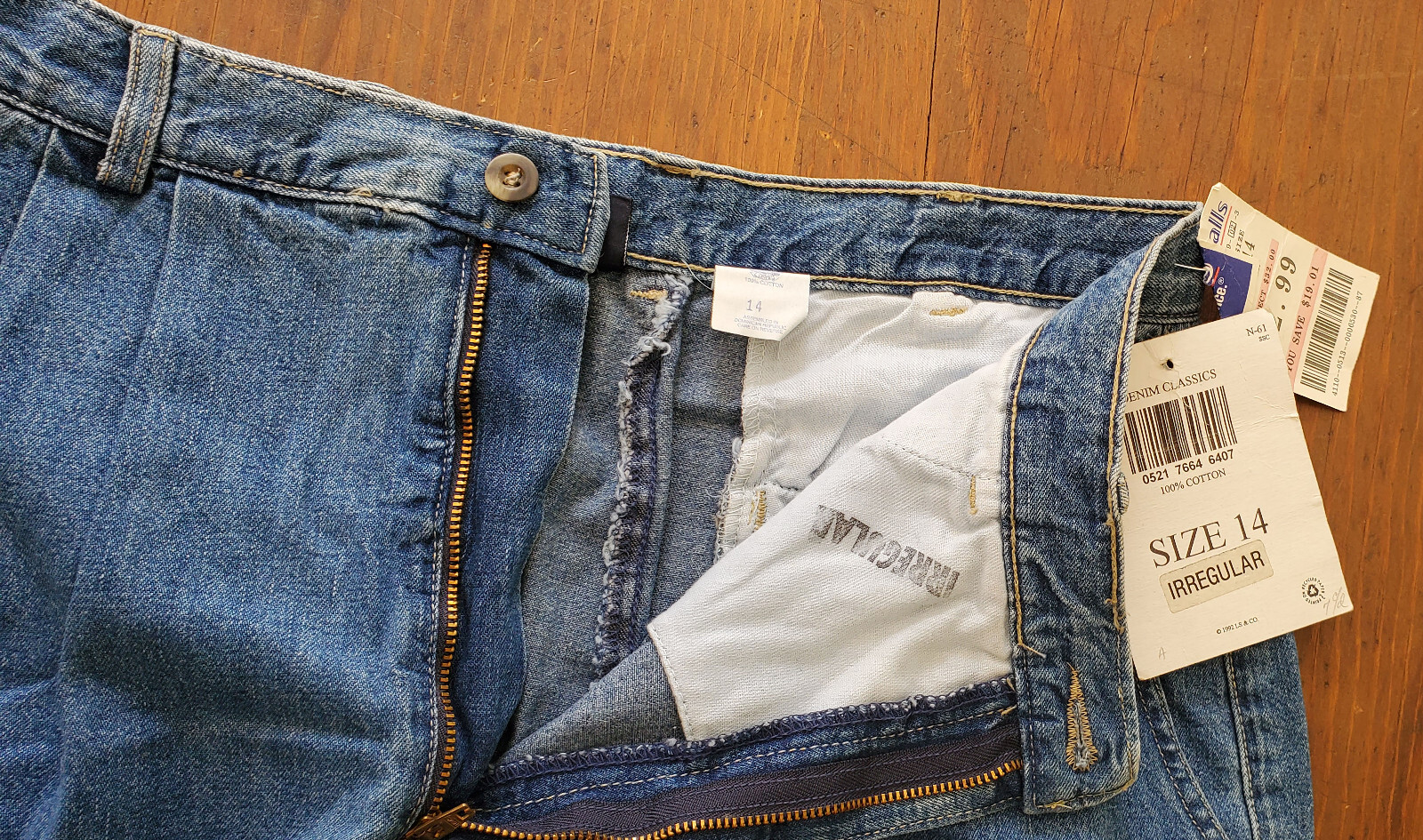 Vintage Dockers Medium Blue Cotton Denim Maxi Skirt Classic Sz 14 NWT 1992