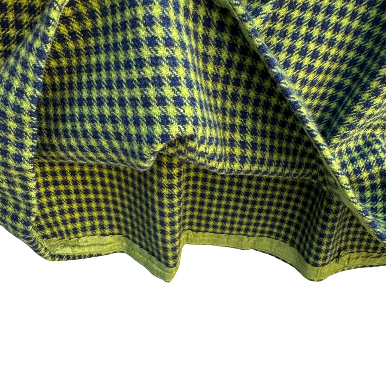 Pendleton Vintage 60s 70s Wool Houndstooth Twee Mod Retro A-Line Skirt Green S