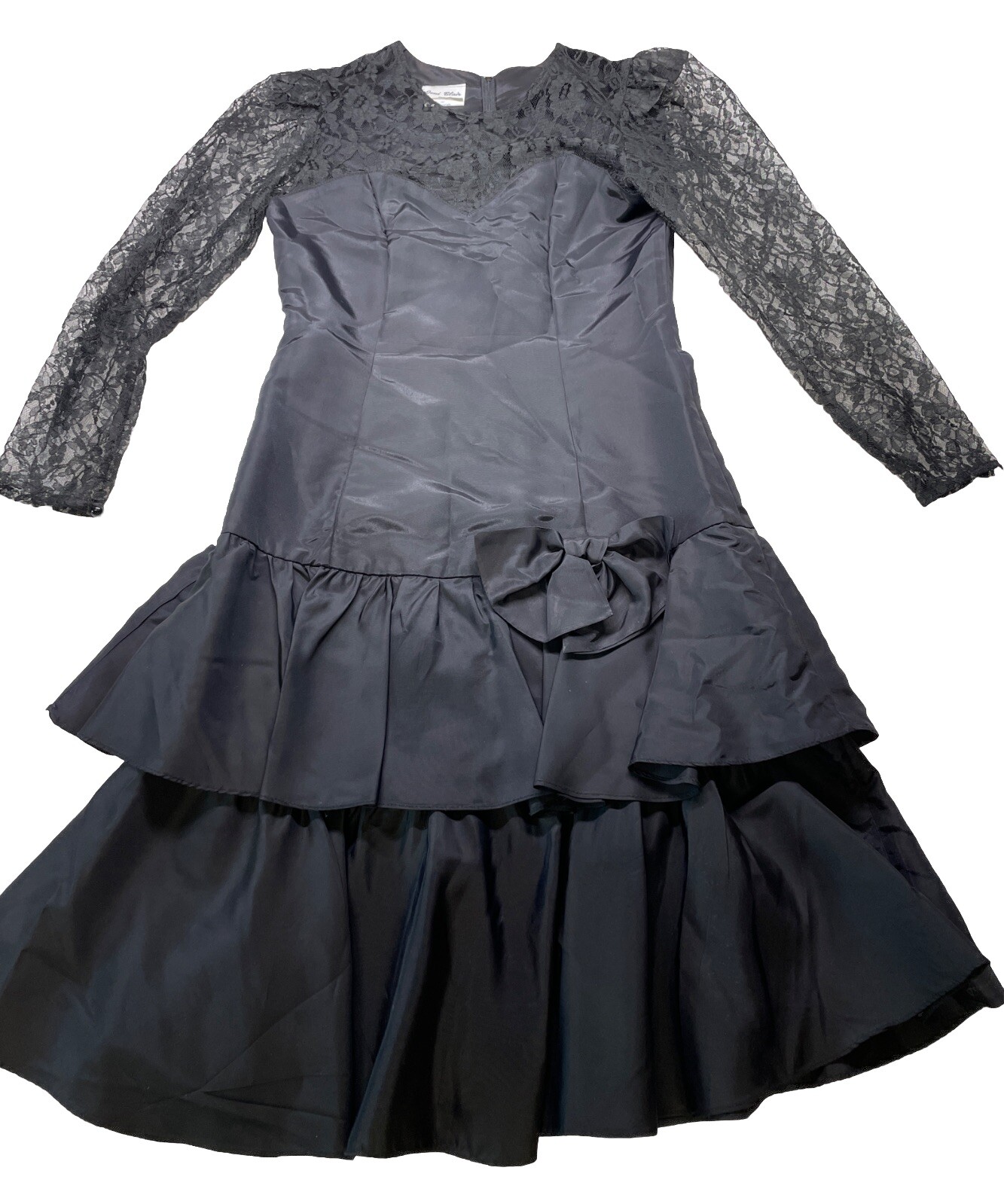 Vtg Joni Blair Of California 80’s-90’s Prom Cocktail Dress Lace Bow Layered Sz 9