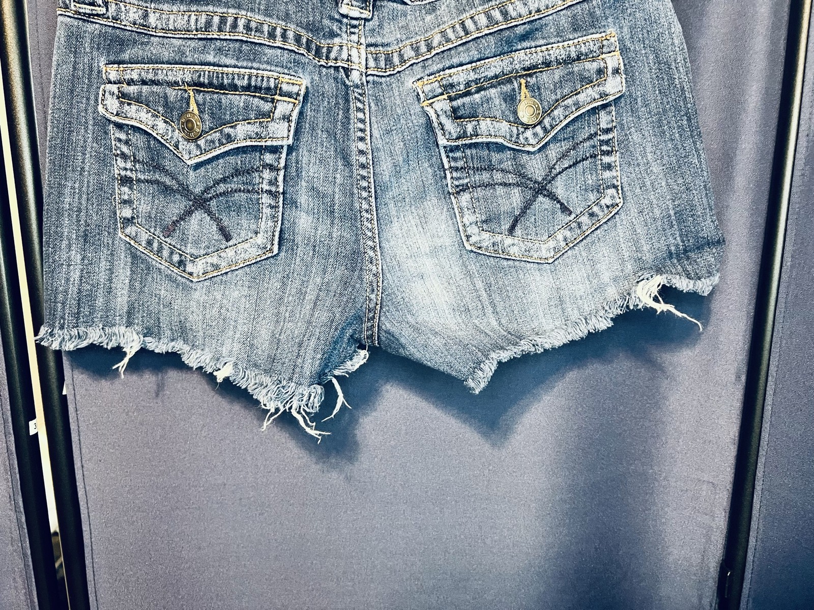 A.N.A A New Approach Womens Denim Shorts Studded Distressed Raw Hem