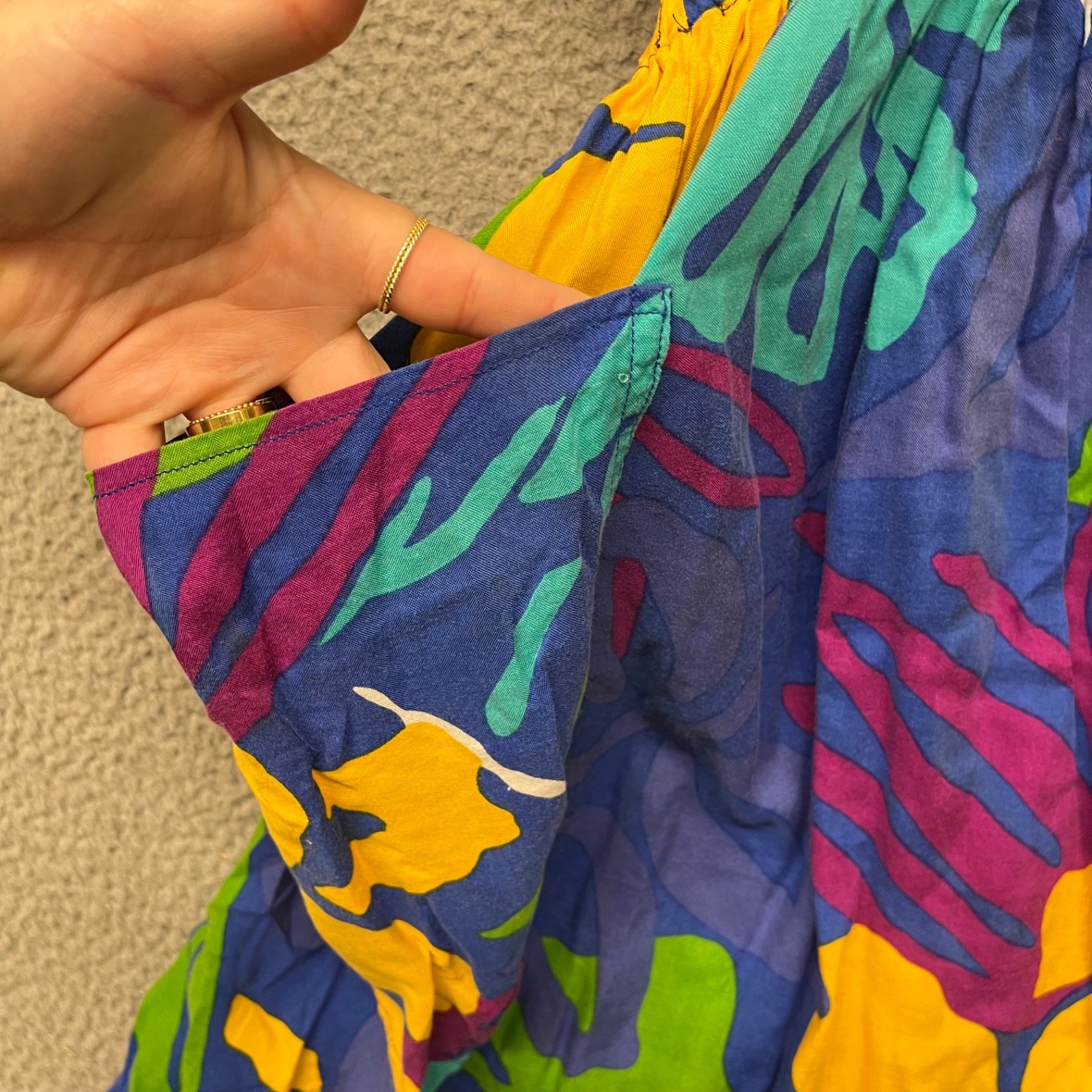 Vintage Tropical Halter Dress Womens S Colorful Hawaiian Resort Wear Retro Beach