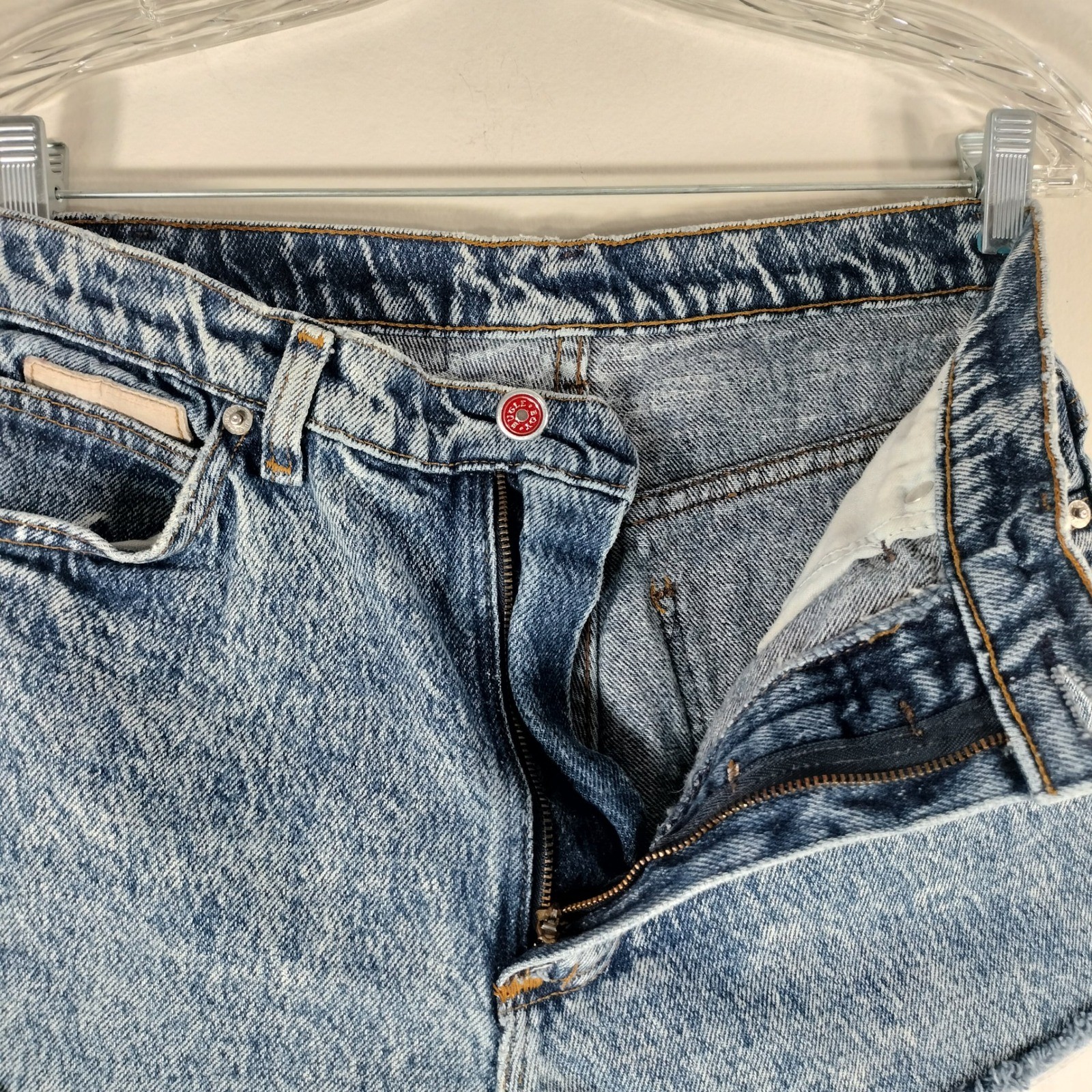 Vintage 90s Bugle Boy High Waisted Acid Wash Denim Cut Off Shorts 28 Waist