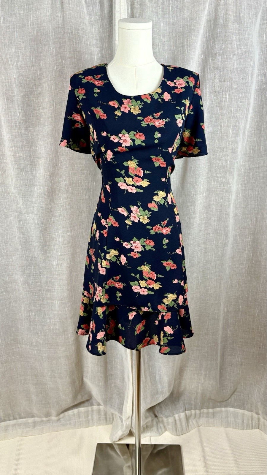 Vintage 90’s Two Tiered Dress Size 10 M L Tie Back Floral Y2K Grunge Whimsigoth