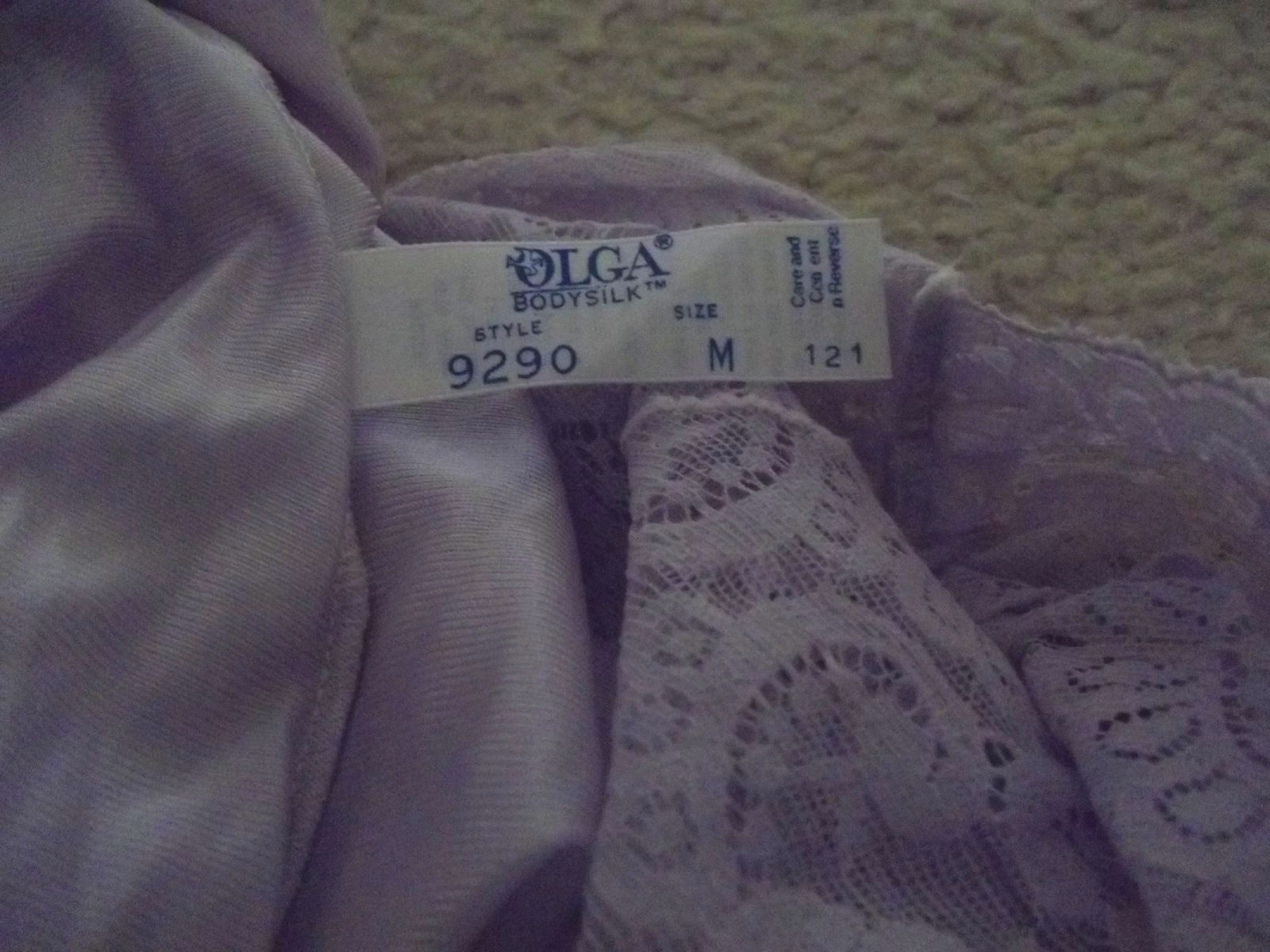 Vtg 9290 Lt Purple Olga Bodysilk Nightgown Stretch Lace Top & 112” Sweep, Sz M