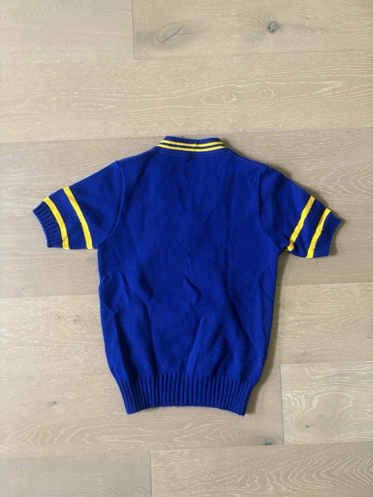 Vintage CHEERLEADER SUPPLY CO Uniform Short Sleeve Knit Womens 34 Blue Yellow