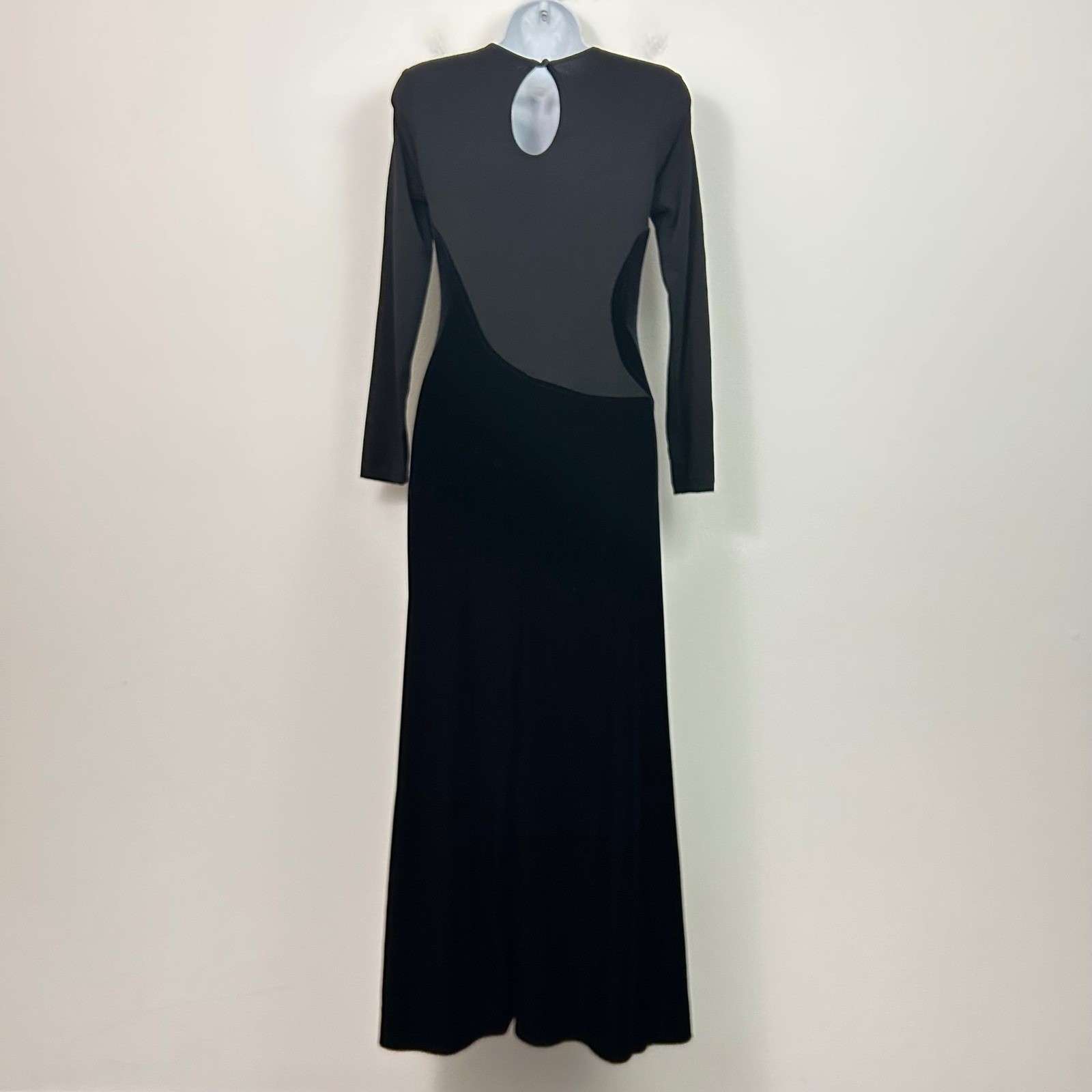 Vintage Velvet Mesh Asymmetrical Maxi Black Dress Cocktail Peep Inc Size Small