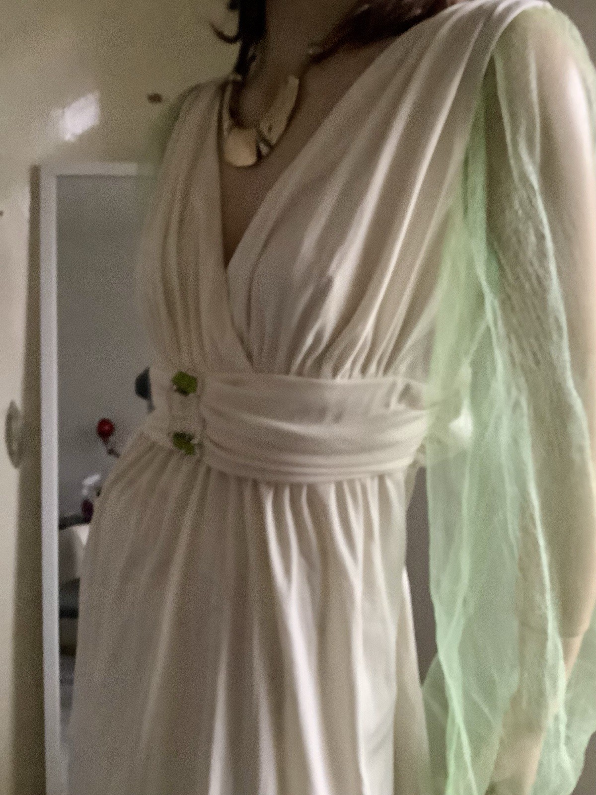 Classy Vintage Ivory Long Full Length Formal Evening Prom Dress 18