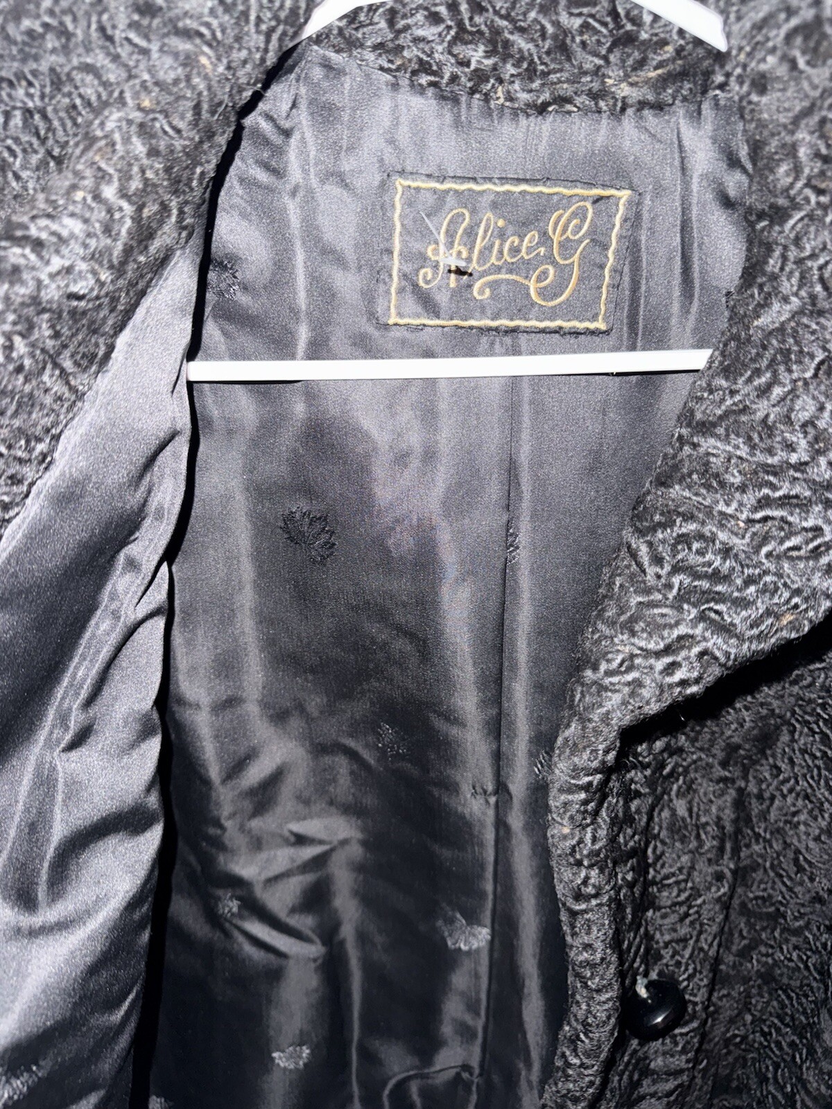Vintage Alice G Black Lamb Fur Coat – Genuine High Quality Silk Lined Women’s M