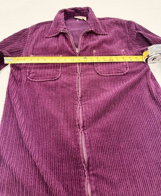 Crossroads VTG Unisex Tactical Corduroy Burgundy Zip-Front Shacket w/Pockets Sm