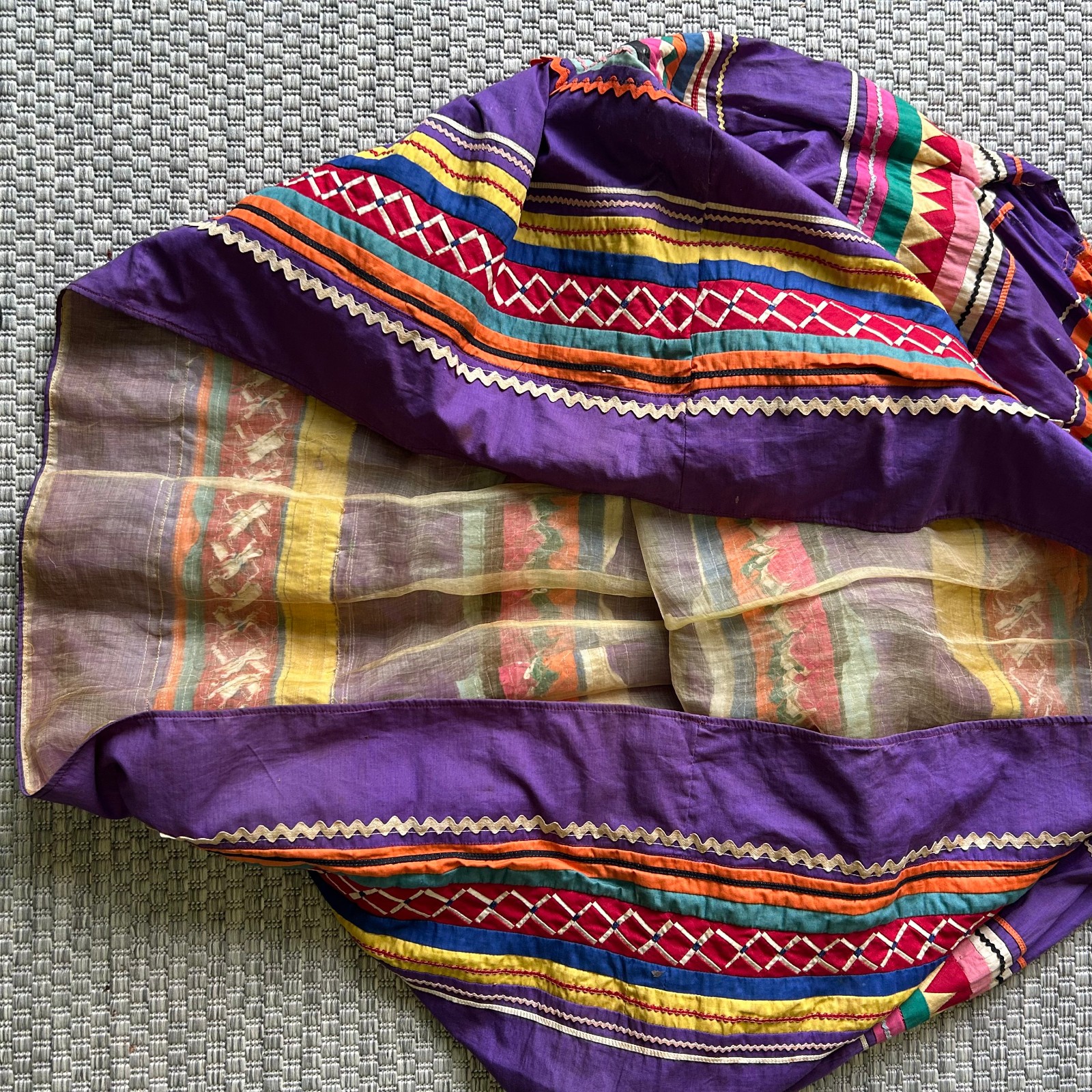 Vintage Colorful Native American Quilted Patchwork Skirt Seminole