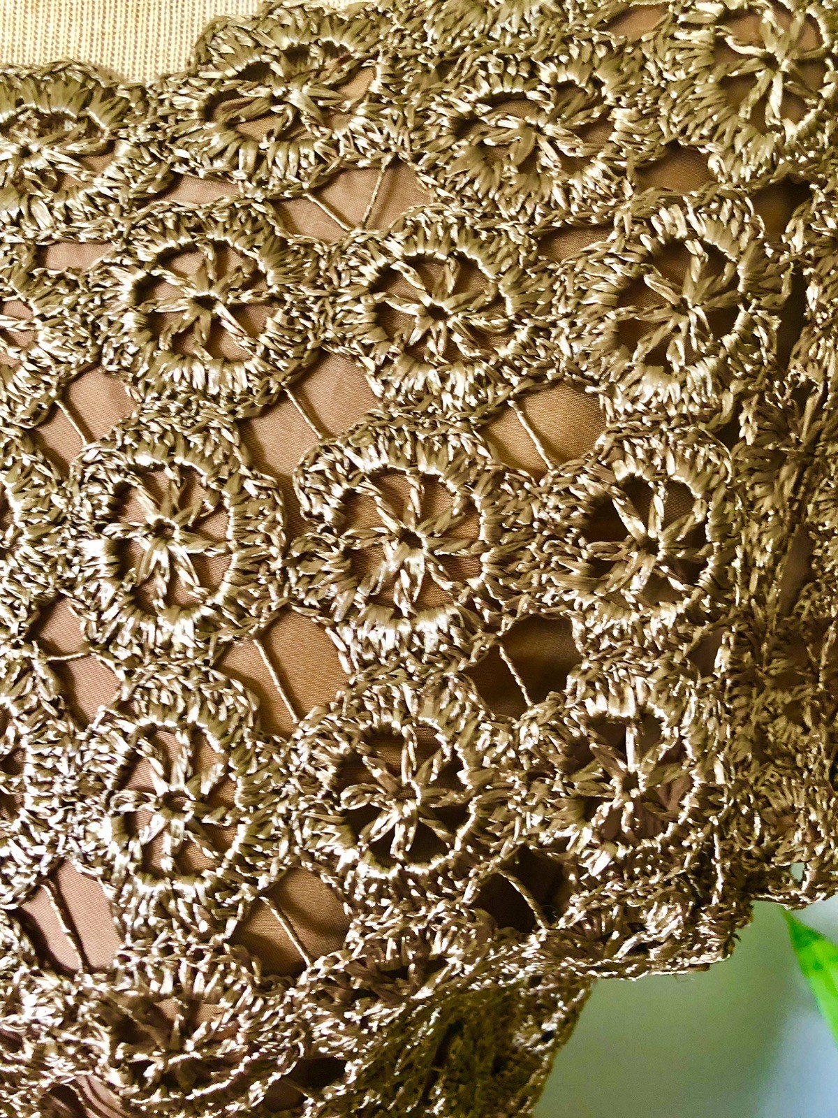 Vintage Italian Woven Raffia Latte Brown Dress