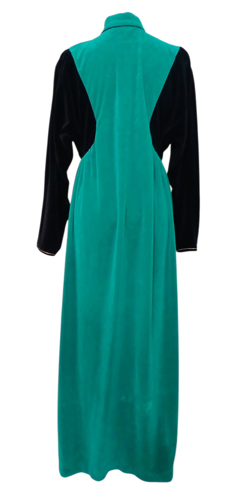 Vtg Bill Tice Turquoise Velvet Gold Robe Dress sz 10 Housewife