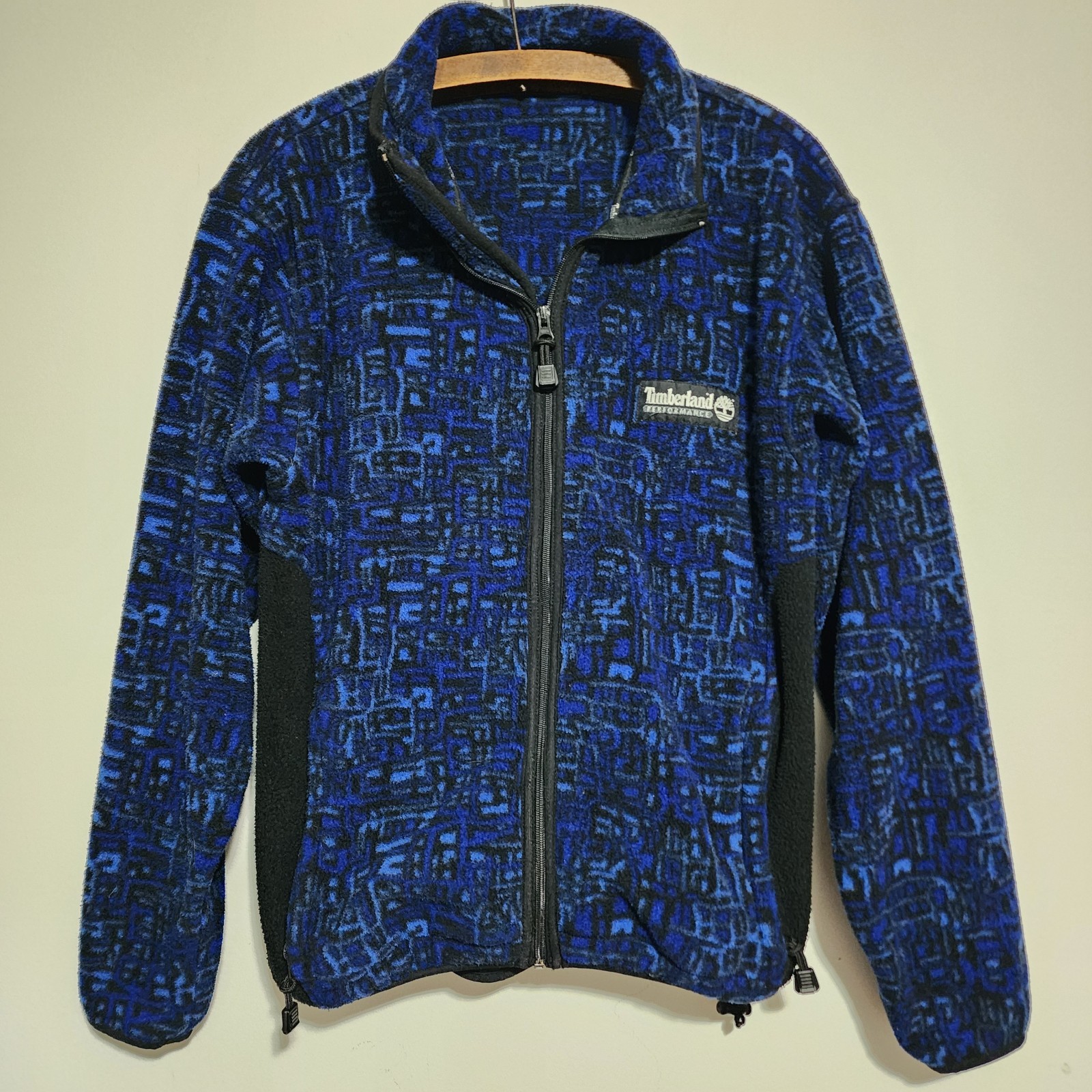 ​Vtg Timberland Performance Fleece Jacket Polartec Patterned Blue Geometric USA