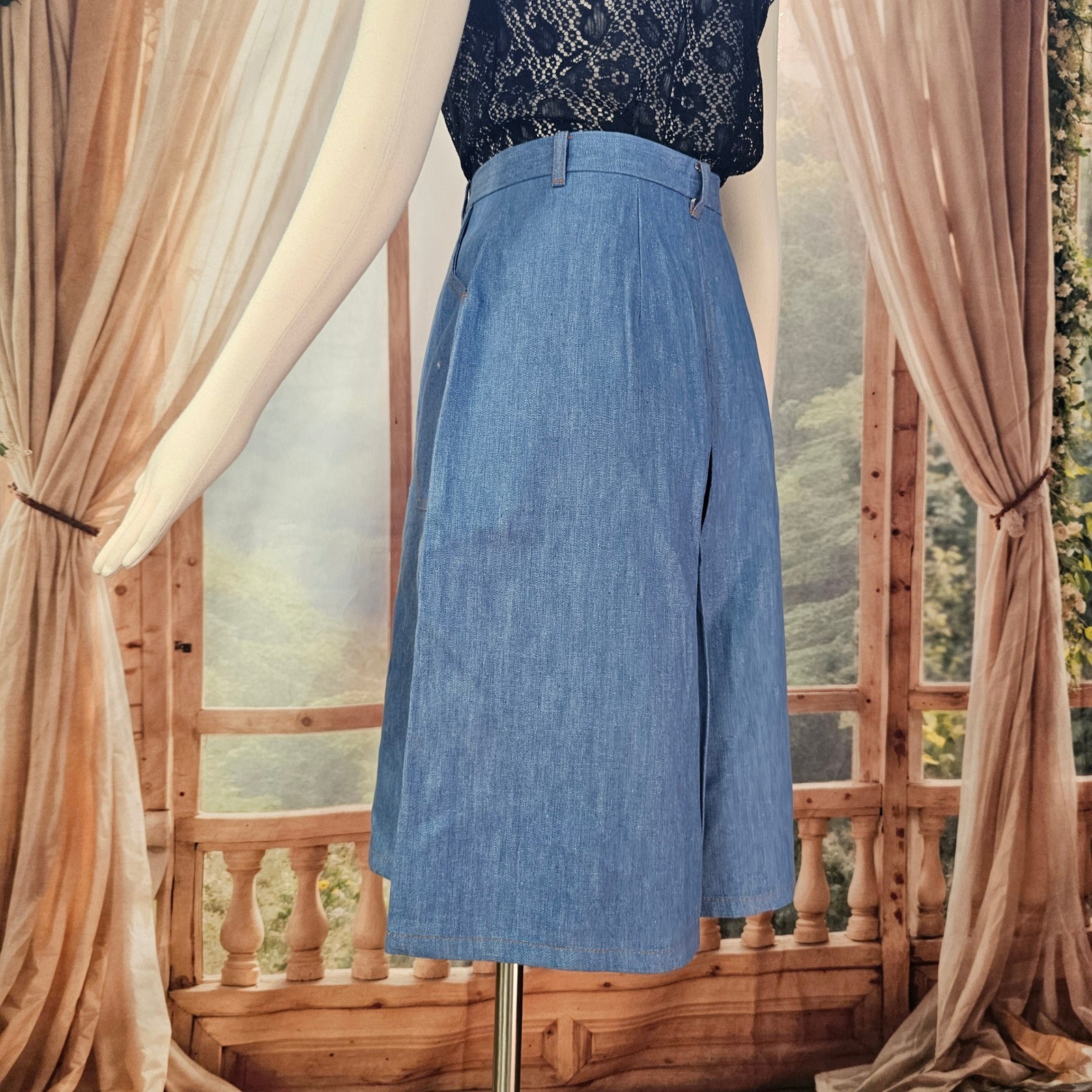 Vintage 1970s Sears The Fashion Place Denim Culottes High Waist Gaucho Pants
