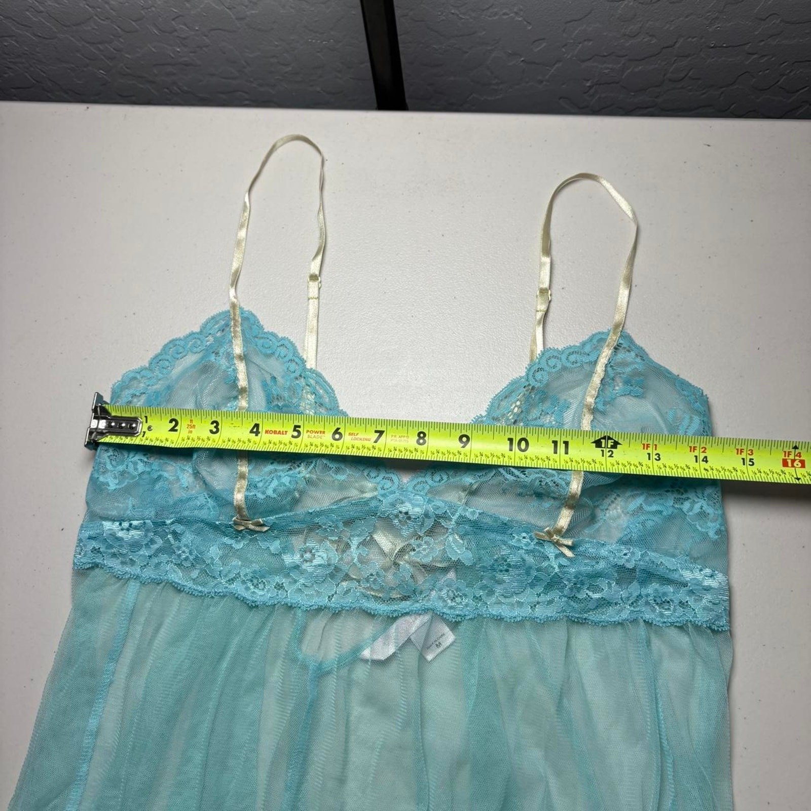 Y2K Victoria’s Secret Aqua Blue Sheer Lace Babydoll Chemise