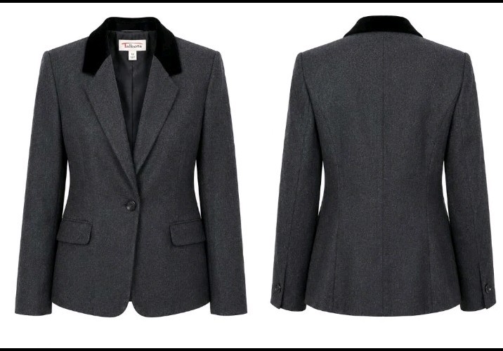 Talbots Blazer Women’s Size 12 Charcoal Gray 100% Worsted Wool Velvet Collar NWT