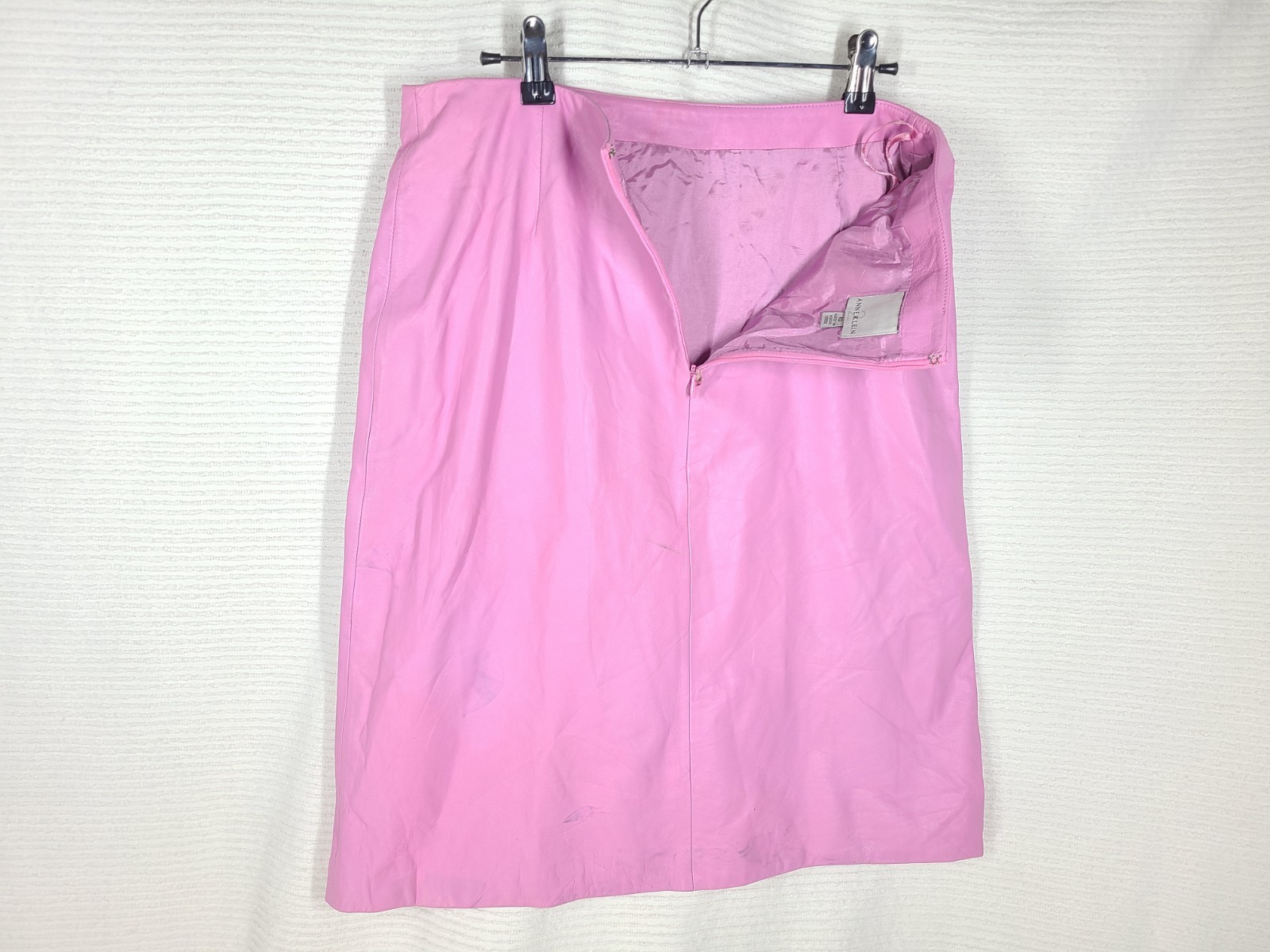Y2K Leather Skirt Pink Calf Size 10 M/L Side Slit Retro Anne Klein 2 Mall Brand