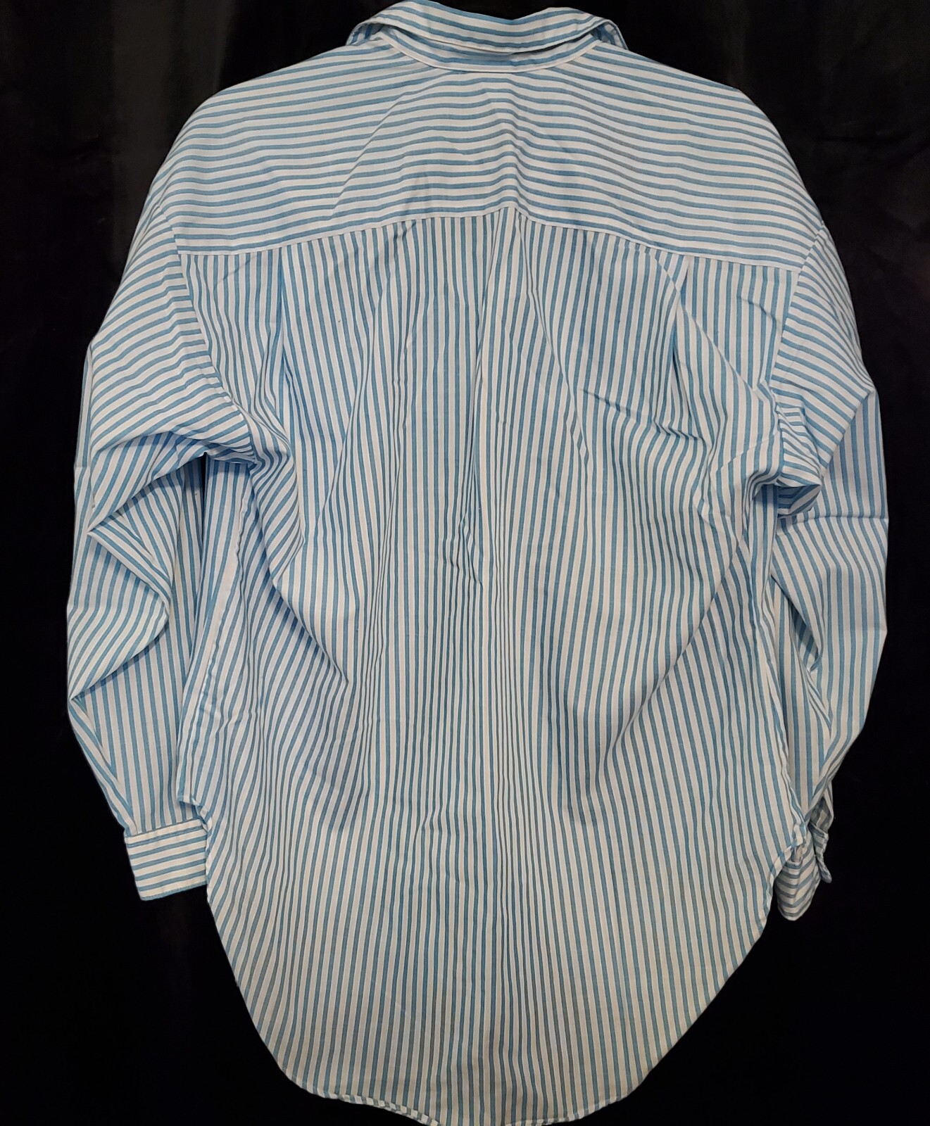 Vintage PB & Me Women’s Blouse 44″ Chest Blue & White Stripe Metal Snaps NICE!