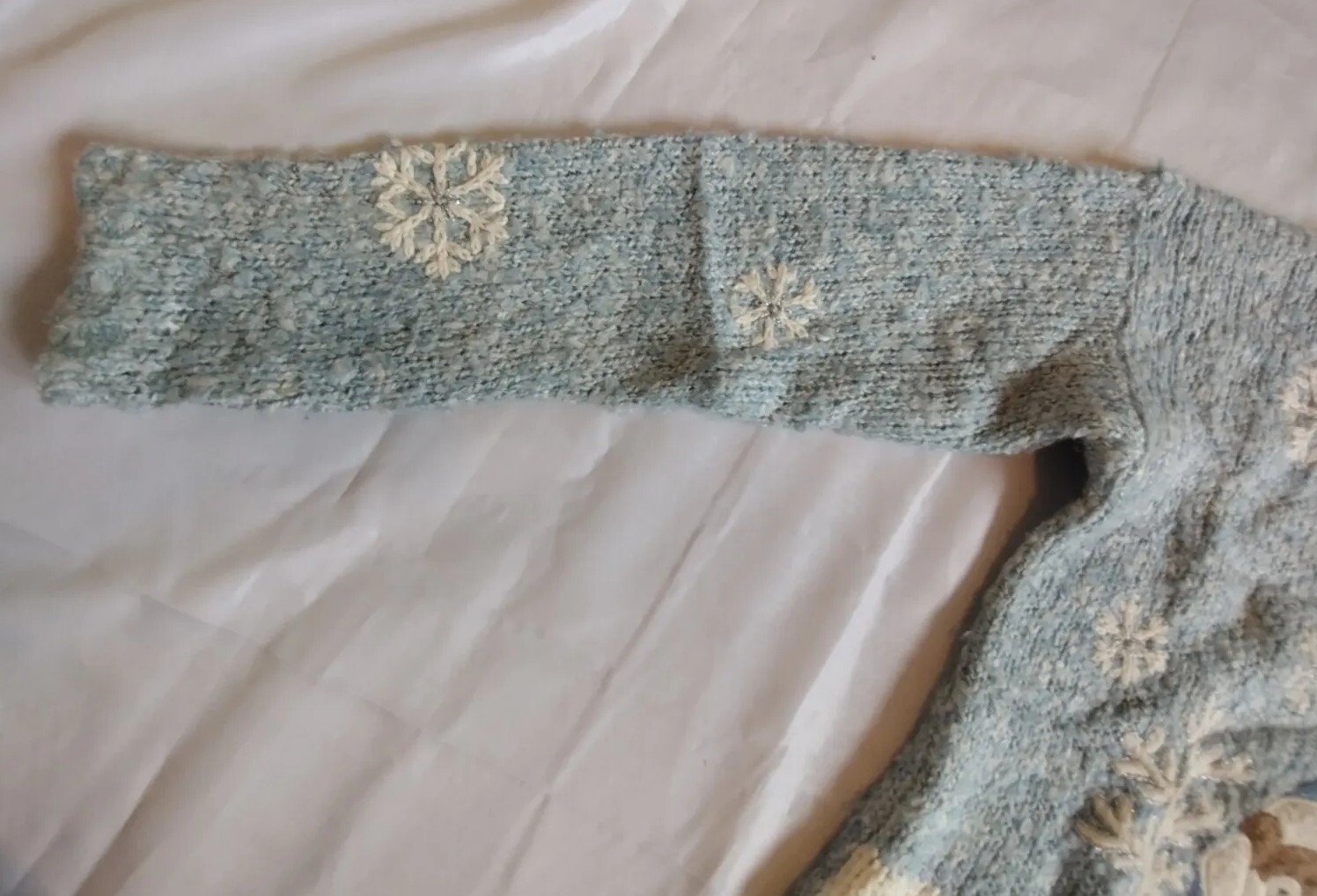 Vintage 80s Teddy Bear Chunky Knit Winter Snowflake Sweater. Mandal Bay Size 7/8