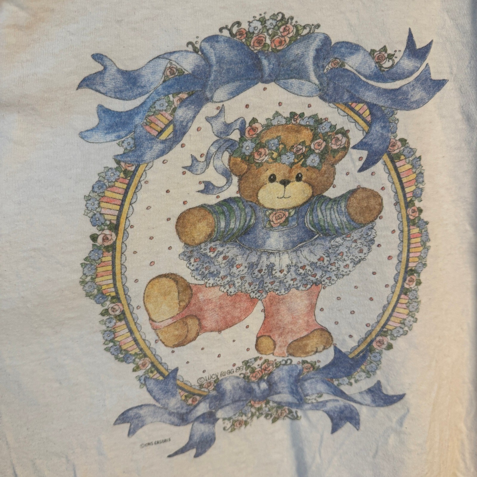 Vtg 1989 Lucy Rigg Ballerina Teddy Bear Cottage Oneita Power-T Single Stitch L