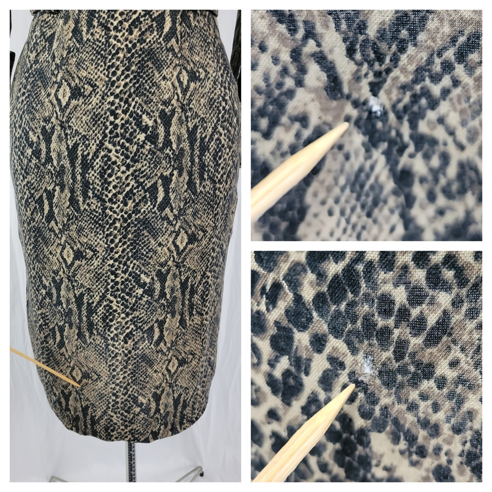 Vintage Taurus II Brown & Black Snakeskin Print Dress & Matching Belt Size 10