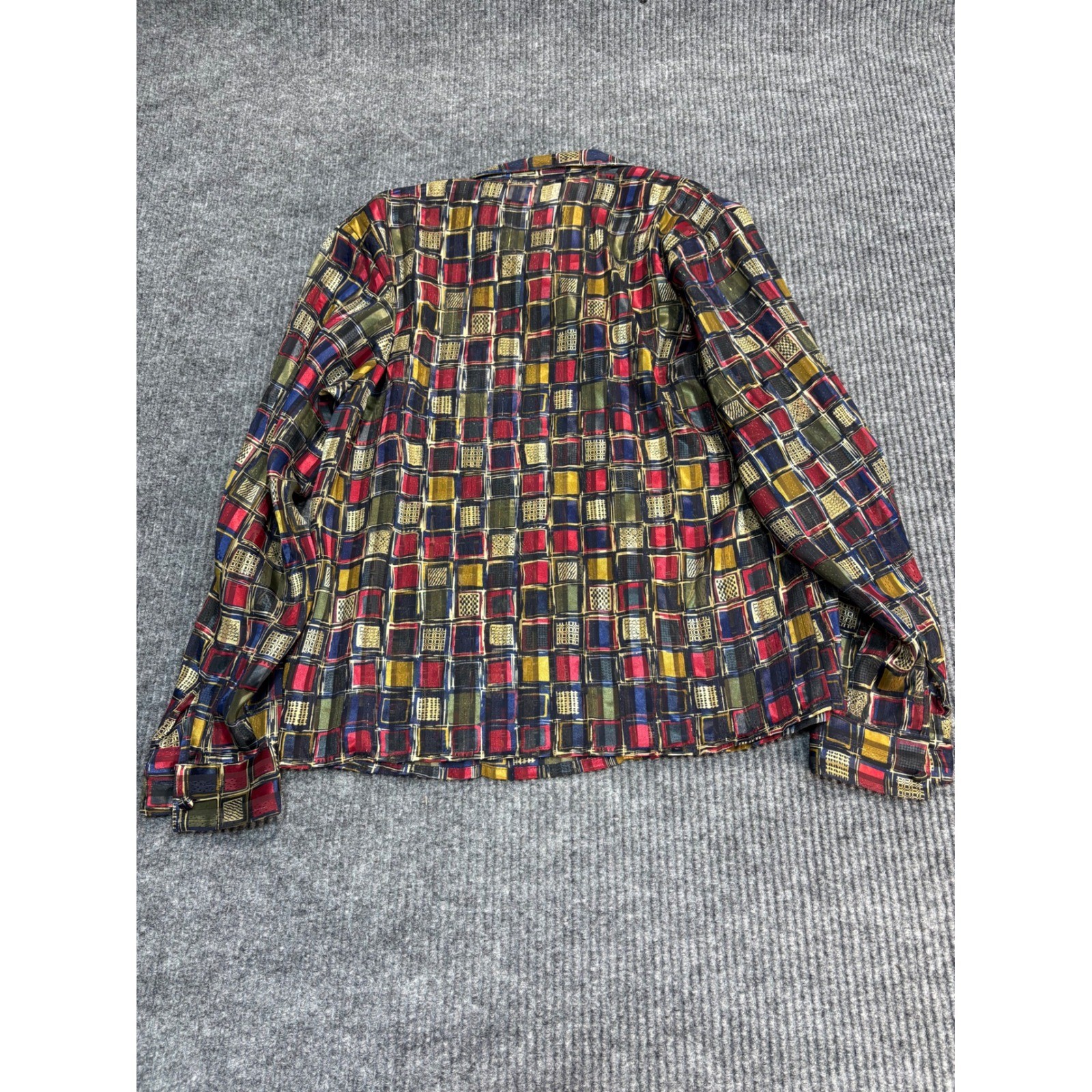 Vintage Yves St Clair Petites Vintage Geometric Grid Button Up Blouse 10P